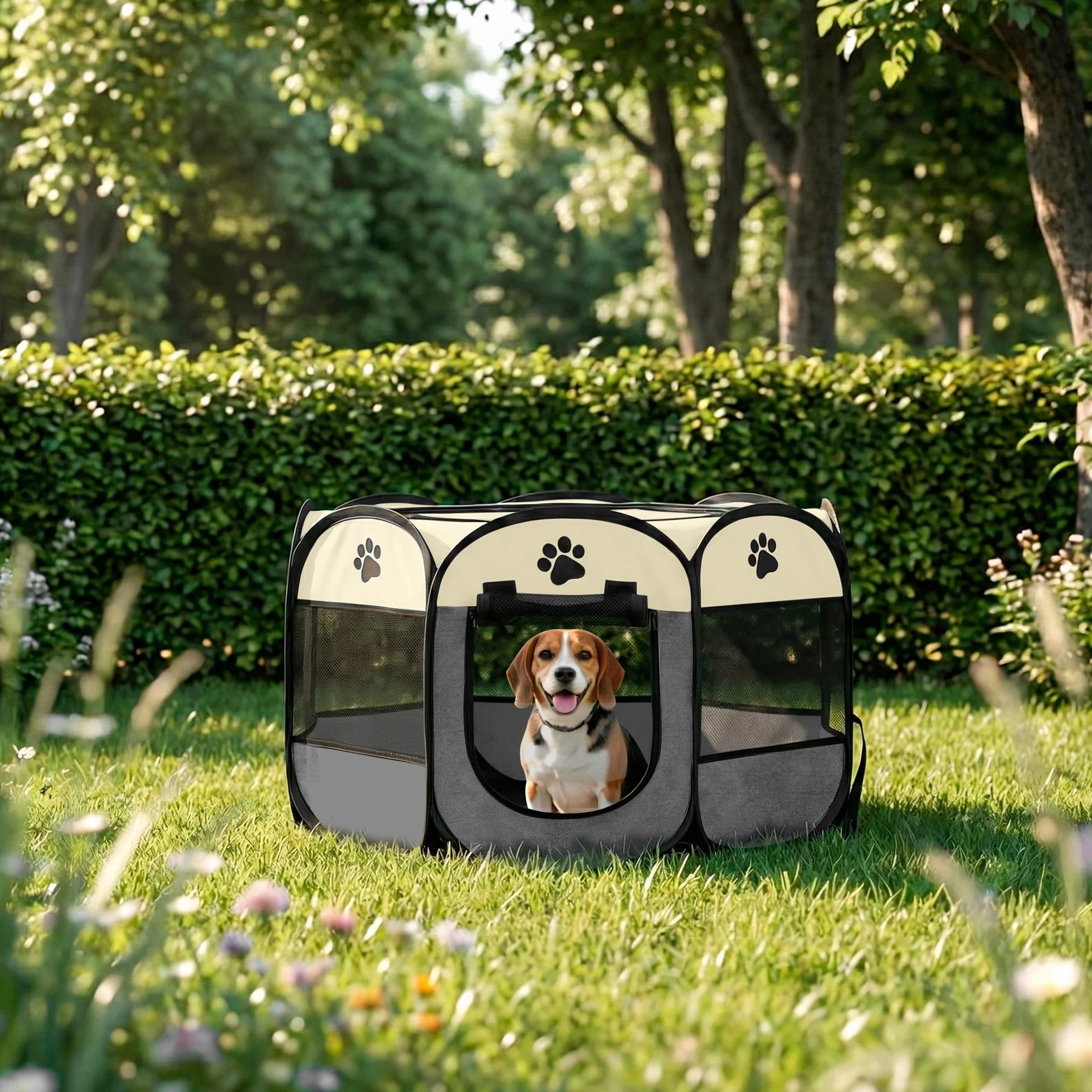 JUPPLIES Recinto Pieghevole per Cani e Gatti Box Portatile in Tessuto Oxford Impermeabile 73x73x43cm