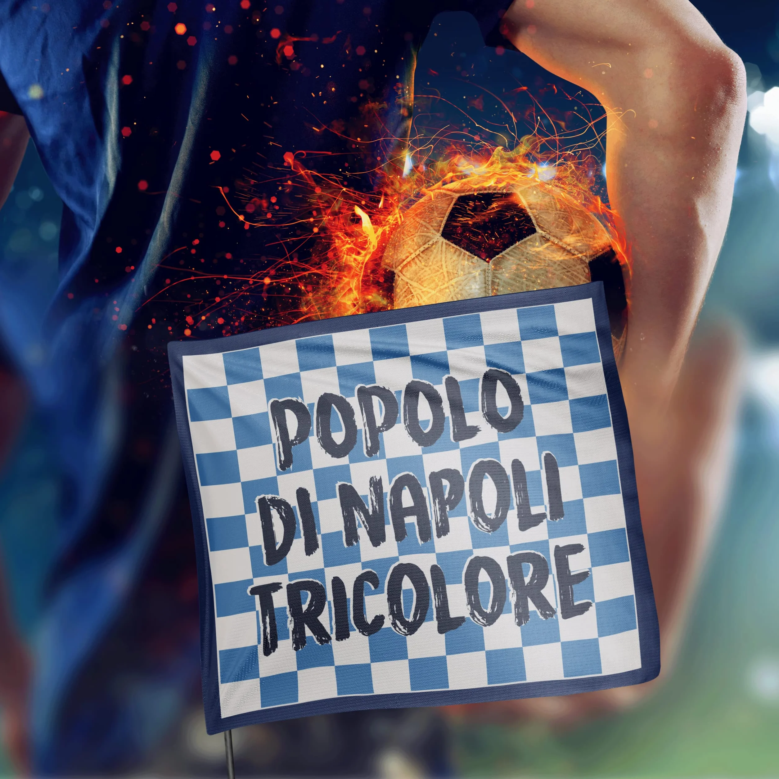 Bandiera 4° Scudetto Napoli 60x60 cm Gadget Tricolore