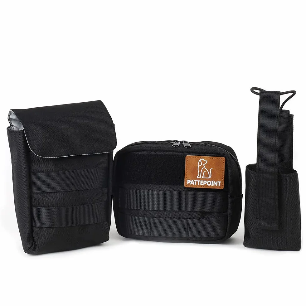 Pattepoint Zaino Accessorio Aggiuntivo, Dog Harness Bag per Sistema MOLLE Pettorina Tattica Cani, Borse Laterali per Pettorina Cani di Taglia Grande - Nero