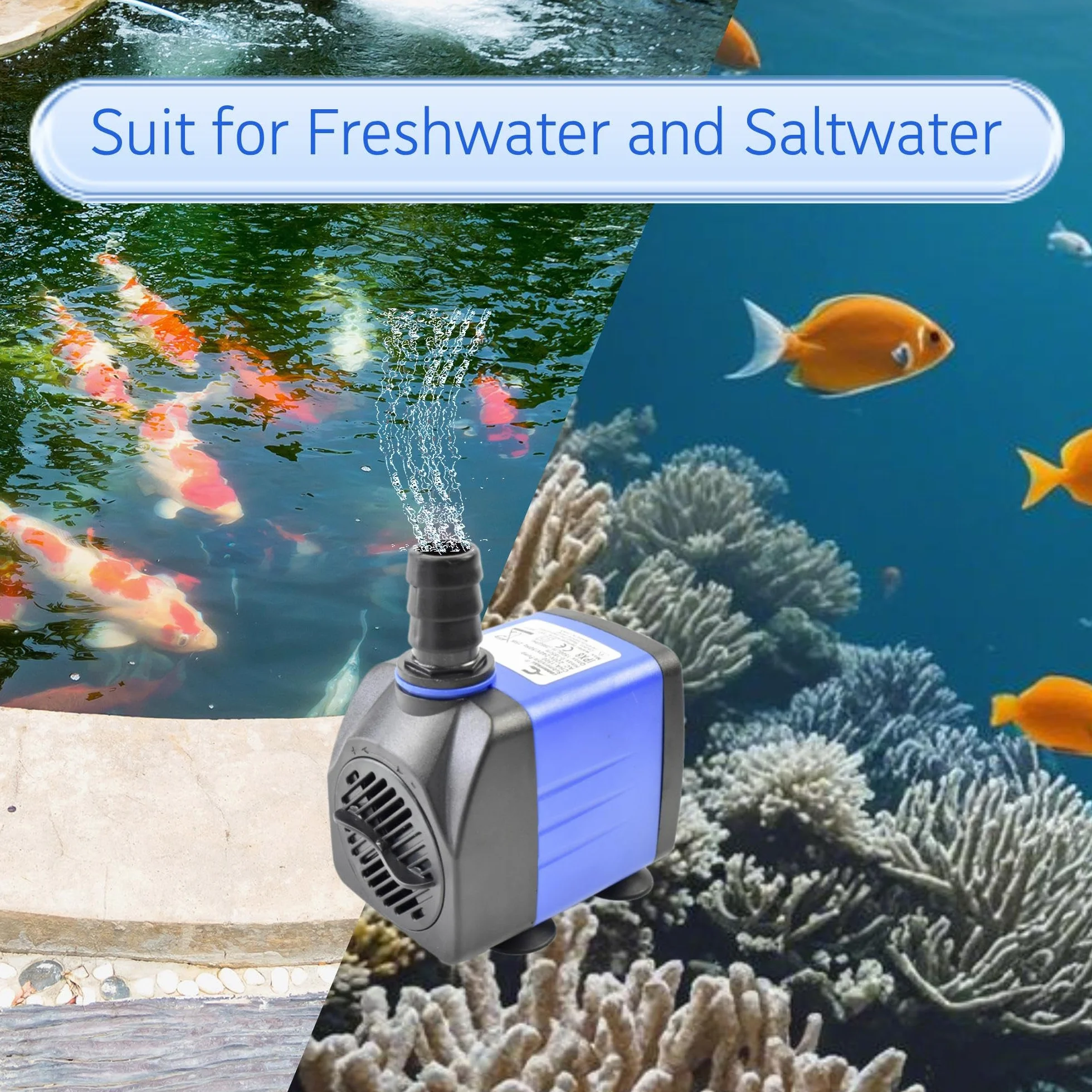 Conquerall 396GPH 1500L/H AC 220V Pompa sommersa 25W Ultra silenziosa per grandi vasche per pesci, cascate, fontane all'aperto e fontane d'acqua per animali domestici