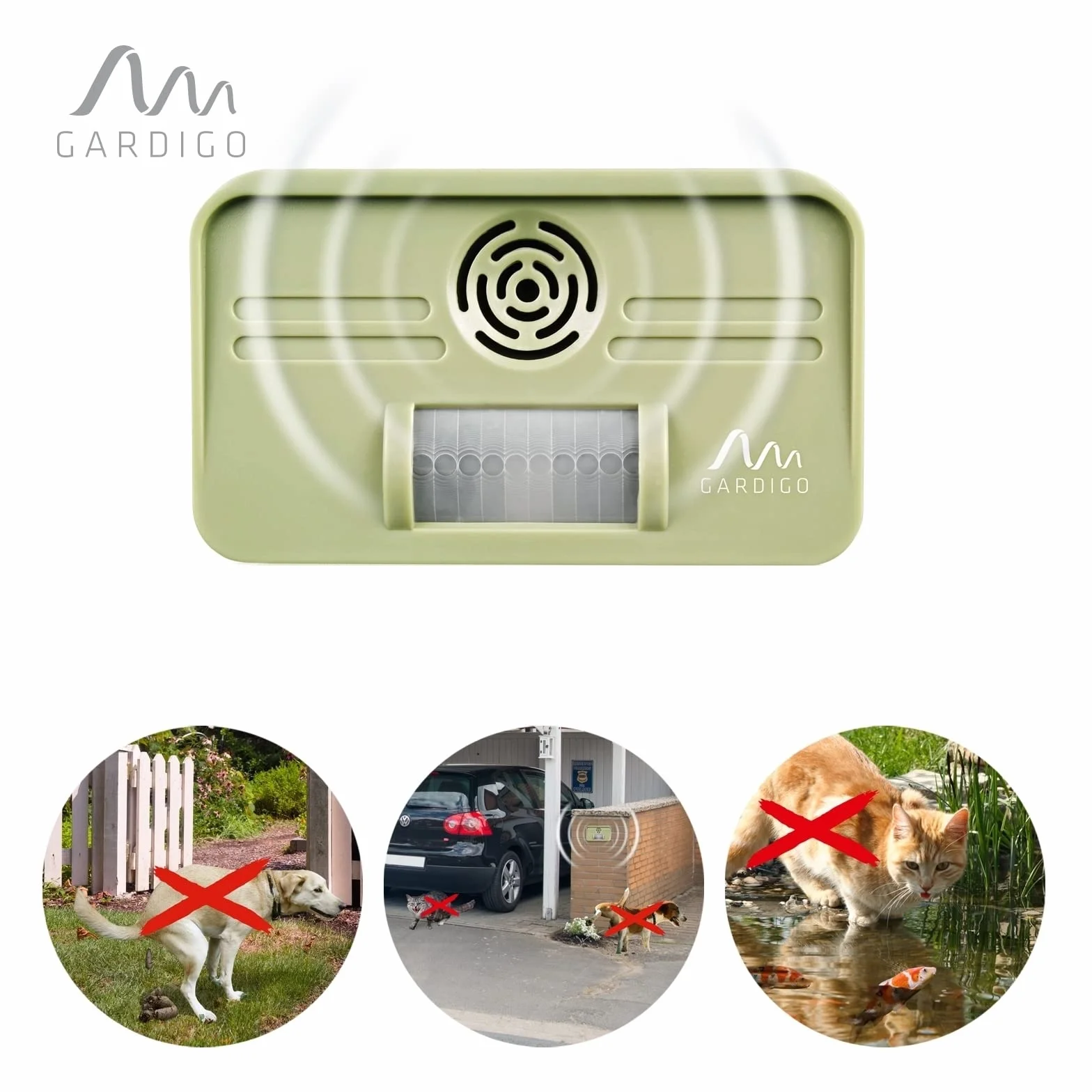 GARDIGO® Scaccia Gatti | Repellente per Gatti | Dissuasore per Cani | Disabituante Gatti | Repellente Ultrasuoni Animali Giardino | Angolo di Rilevamento 70°, Raggio d'Azione 7 m | Anti Gatto 1 Pezzo