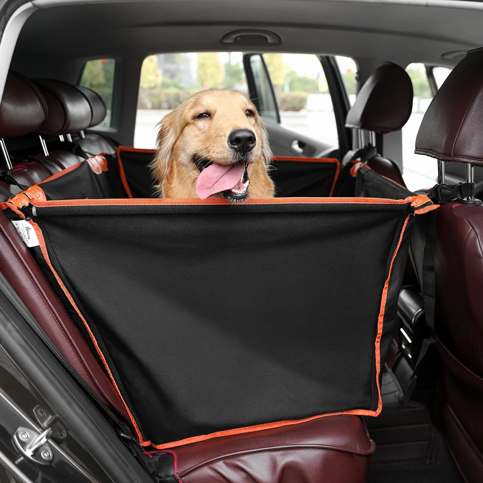 Pecute Seggiolino Auto per Cani Grandi,Seggiolino Auto per Cani di Piccola e Media Taglia, Coprisedile Auto Cane con Cintura di Sicurezza,100% Coprisedile Impermeabile, Resistente agli Strappi,L