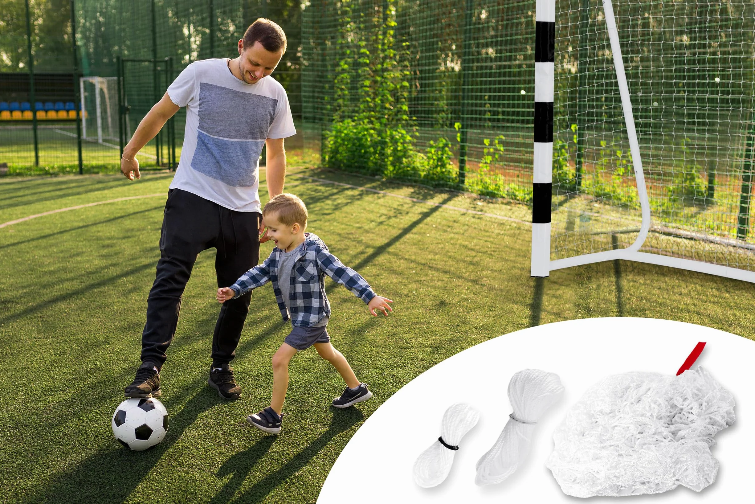 Neo-Sport Rete da Calcio - Rete per Portiere - Robusta - Rete di Ricambio - 215 x 150 x 90 cm