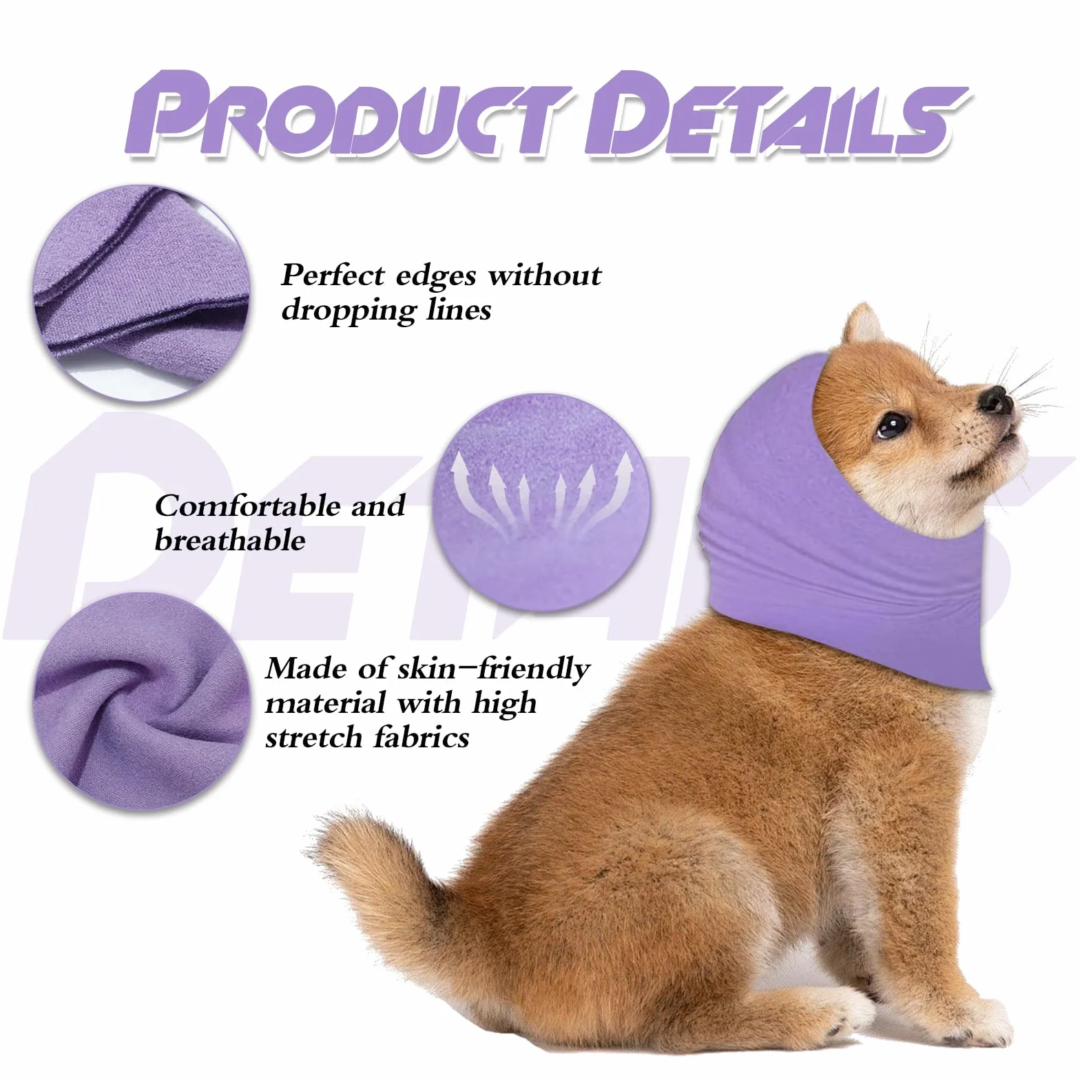 Copriorecchie per Cani Set di 3 Cuffie Antirumore Nero Viola Rosa