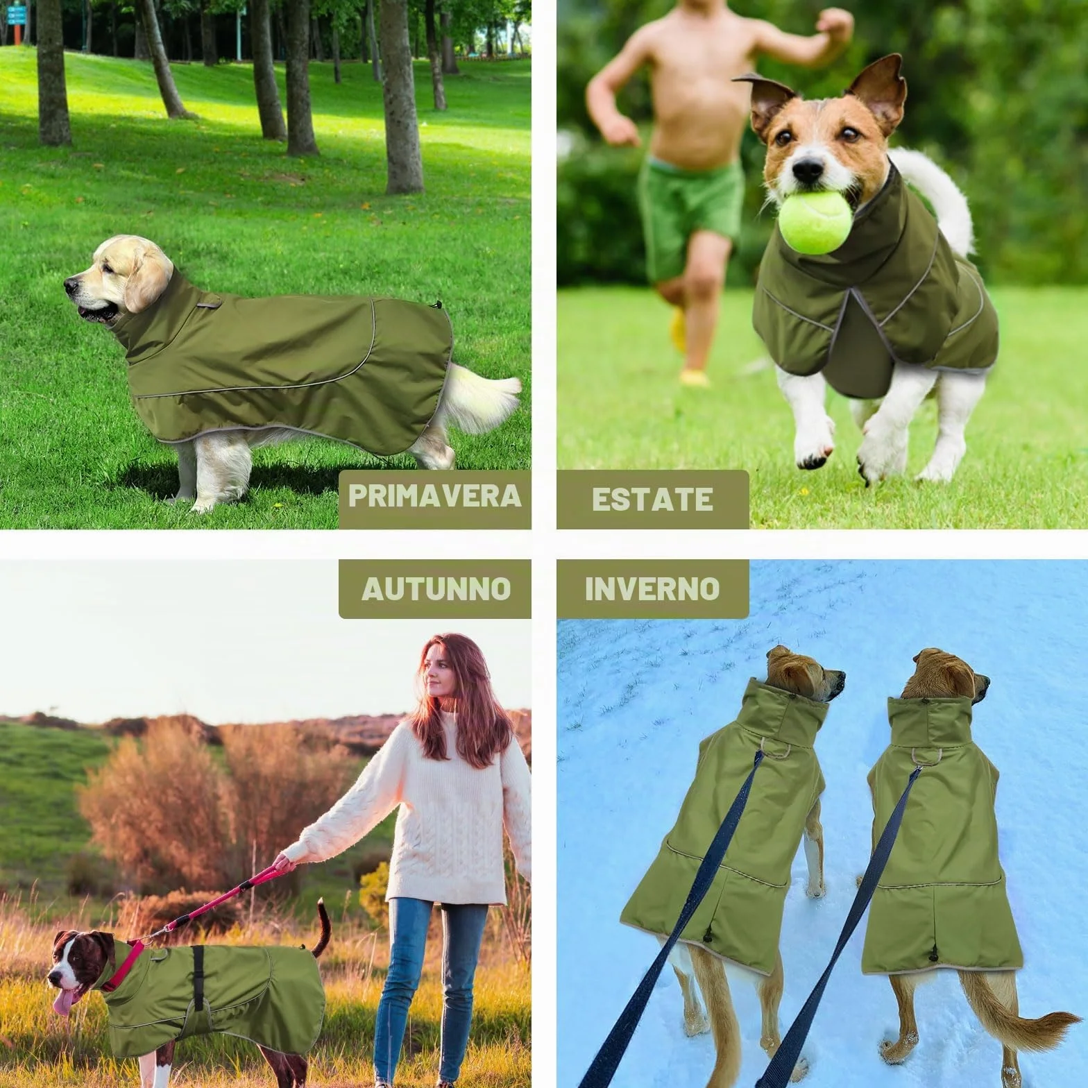 Impermeabile Cappotto Cane - Riflettente Cappottino Chiusura Regolabile, Adatta Tutte Stagioni - Protezione Confortevole Durante Attività All'aperto (L)