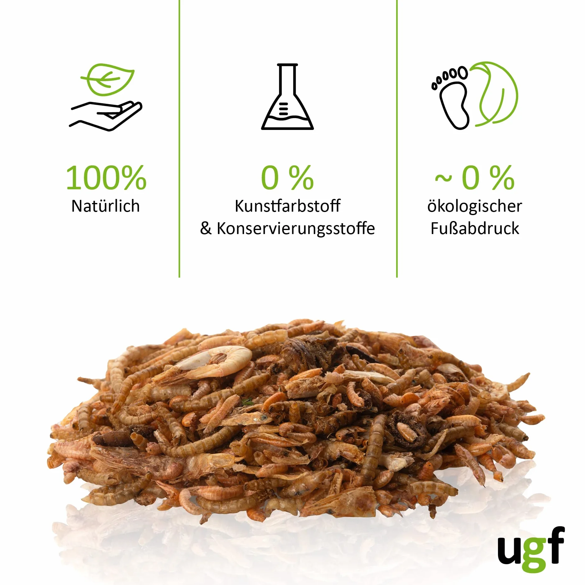 UGF - Mix di Cibo Universale per Tartarughe - 90 g in Un Secchio da 500 ml, Cibo bilanciato per Tartarughe, Gammarus, bachi da Seta, Vermi della Farina, gamberetti e Pesce essiccato