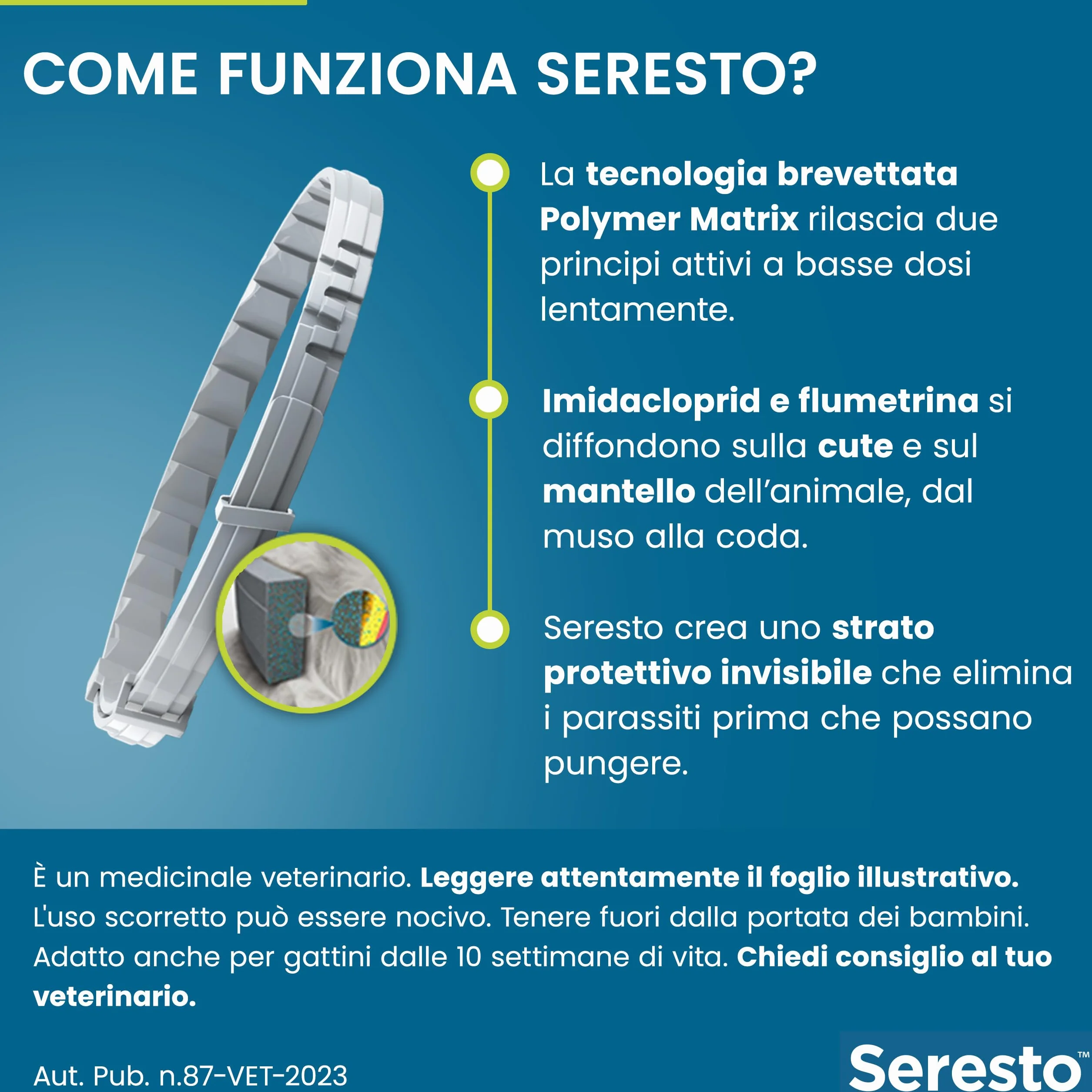 Seresto collare antiparassitario per gatti. Elimina pulci e zecche, fino a 8 mesi di protezione, Il pacchetto può variare