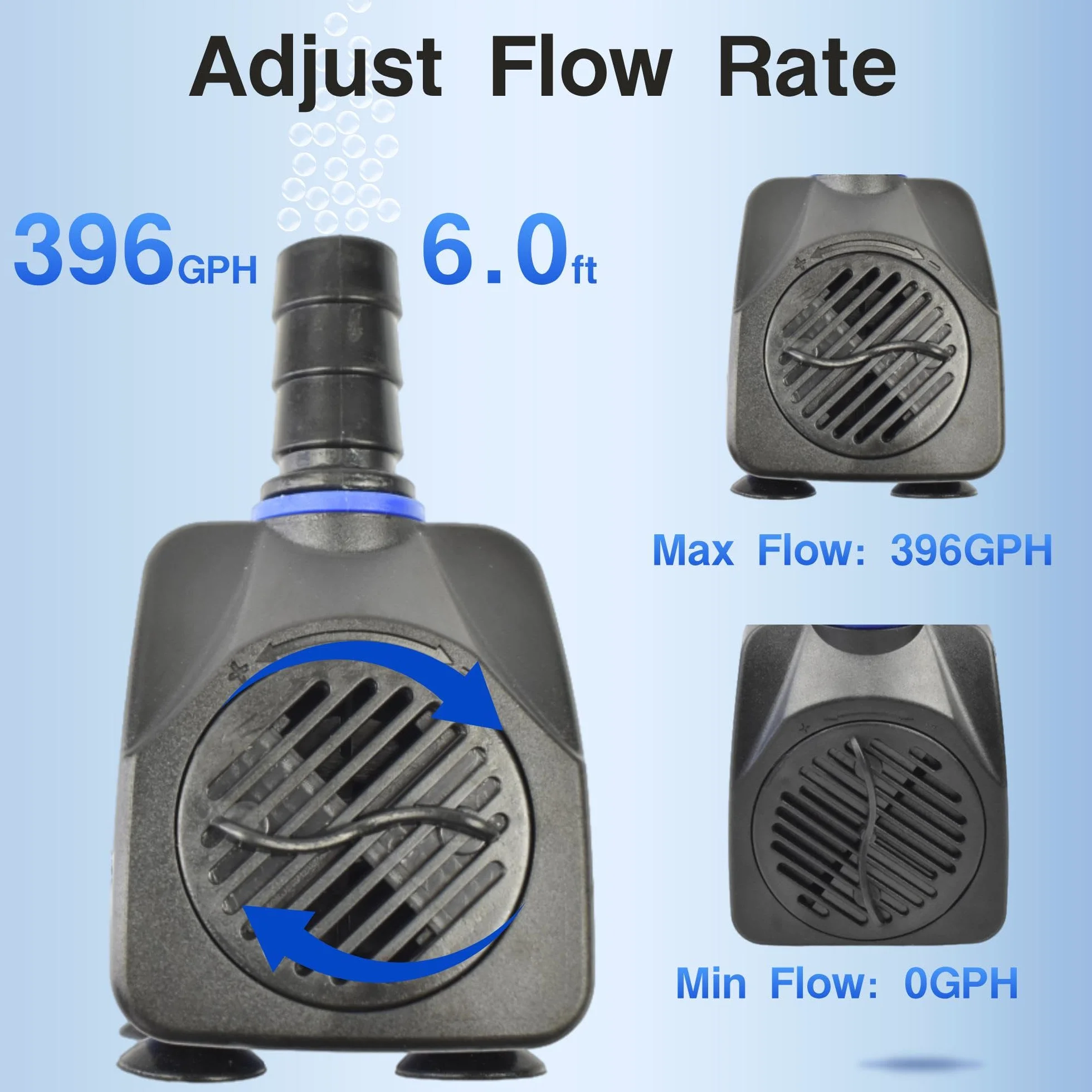 Conquerall 396GPH 1500L/H AC 220V Pompa sommersa 25W Ultra silenziosa per grandi vasche per pesci, cascate, fontane all'aperto e fontane d'acqua per animali domestici