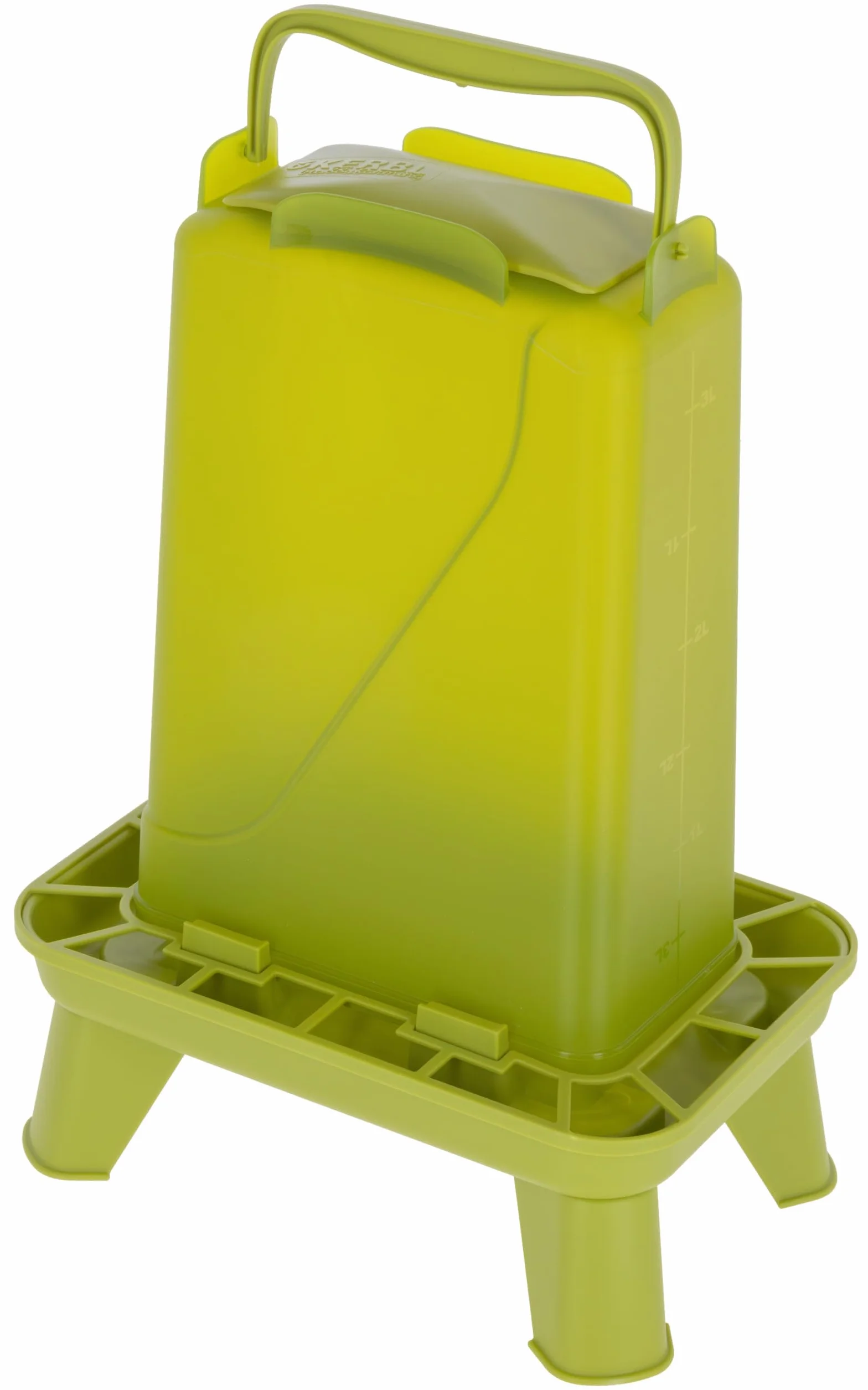 Kerbl Hobbyfarming mangiatoia Automatica con Piedini, 5,5 l, Verde, 19,5 x 28,5 x 39,5 cm, mangiatoia per pollame, distributore di mangime, plastica, pollame
