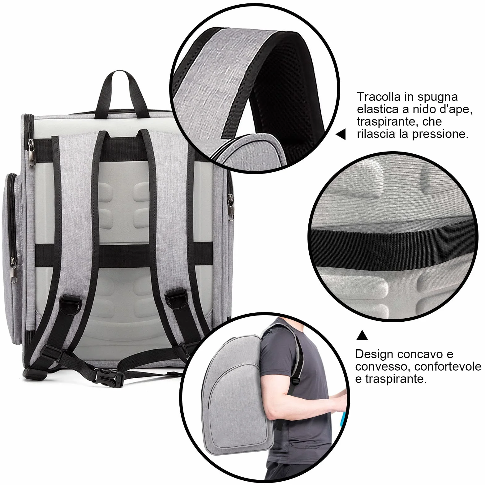 Zaino Trasportino per Gatto Cani: Piccoli Animali Domestico Cane e Grande Gatti 10 KG Borsa Portatile Traspirante Pieghevole con Cinturino di Sicurezza Interno per Viaggo Campeggio - Grigio