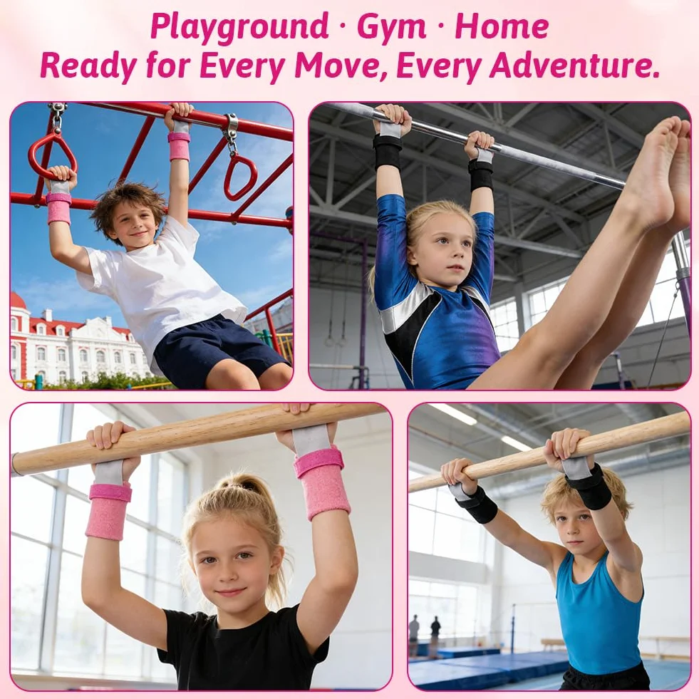 DiULi Set di 2 Impugnature da Ginnastica per Bambini, Protezione Palmi e Supporto Polso, Accessori Sportivi Allenamento, S/M