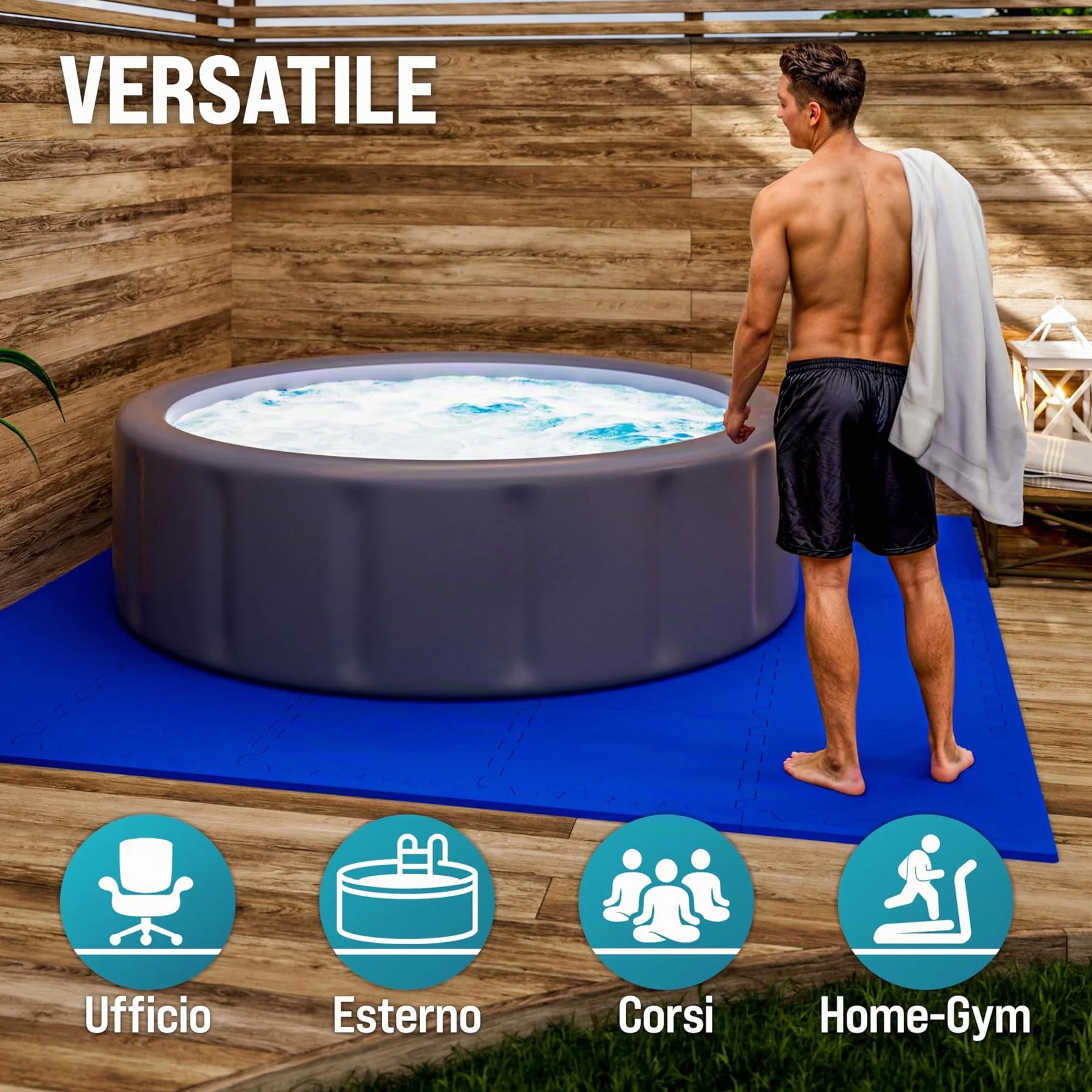 MONZANA Tappetino Fitness Tappeto da Ginnastica a Puzzle 16 Pezzi 180x180cm 3,24m² Sistema ad Incastro Palestra Protezione Pavimento in Gomma EVA Tappetini Sport Yoga Allenamento