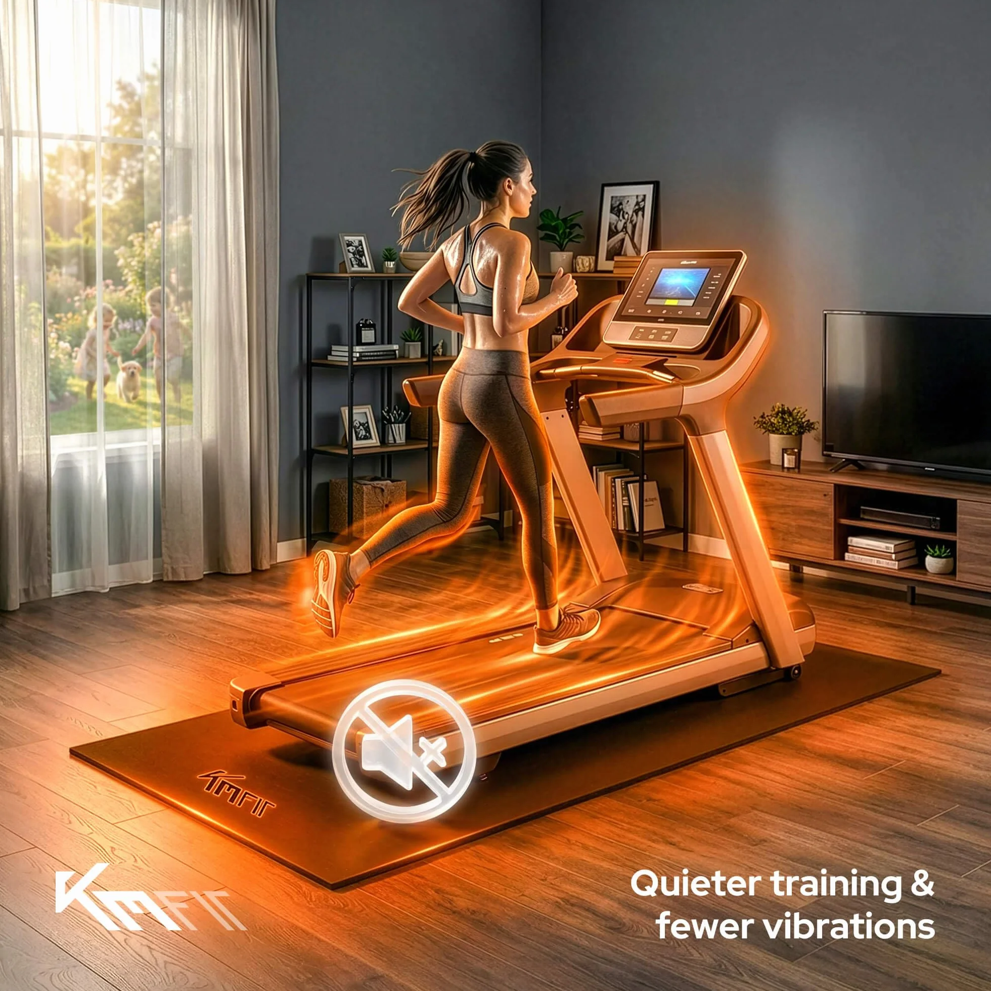 KM-Fit Tappetino Protettivo Fitness | Antiscivolo per Attrezzi Fitness | Isolante Acustico e Antivibrante | Tappetino per Yoga, Pilates ed Esercizi | 4 Misure Disponibili