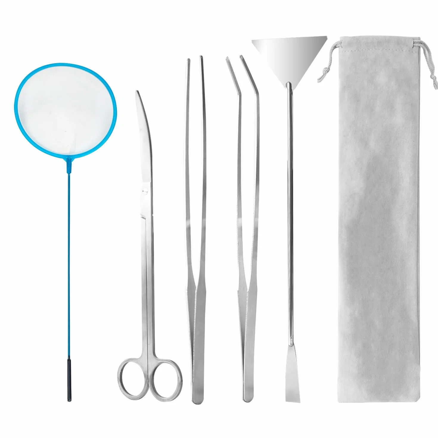Acquario Forbici Pinzette Spatola Strumenti Aquascaping Inossidabile 5 in 1 Set