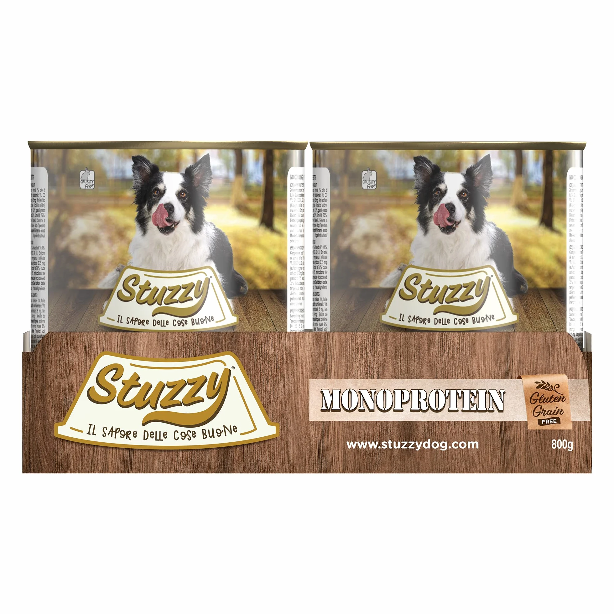 Stuzzy Cibo Umido per Cani Adulti al Gusto Maiale Fresco Monoproteico Patè 4,8kg (6x800g)