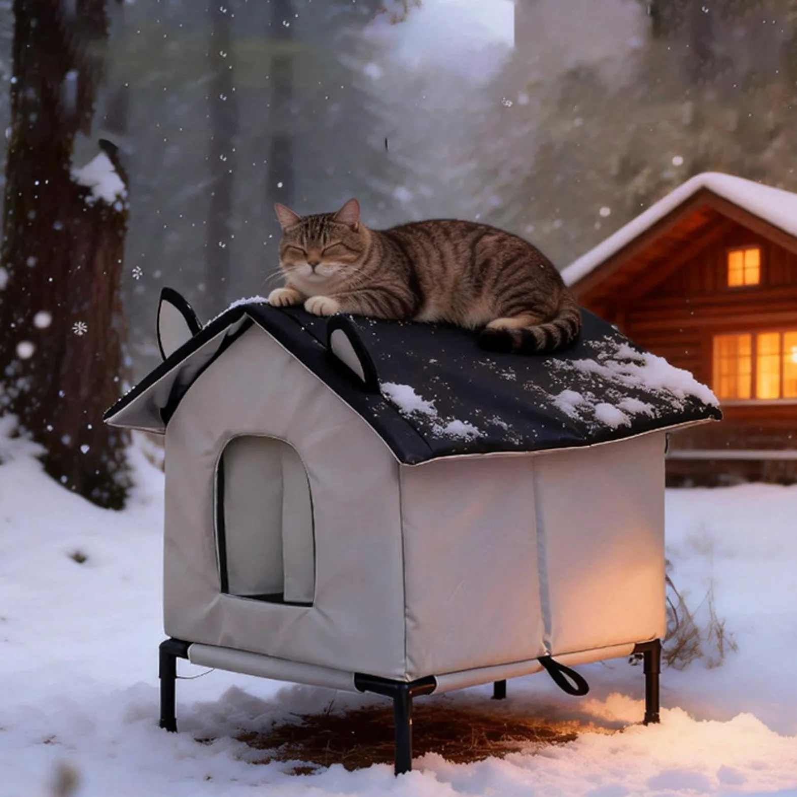 Cuccia Esterna per Gatti Resistente alle Intemperie Cuccia Rialzata Calda | Cuccia Cani Impermeabile Adatto a Animali Randagi, Cortile, Giardino, Patio, Portico e Garage