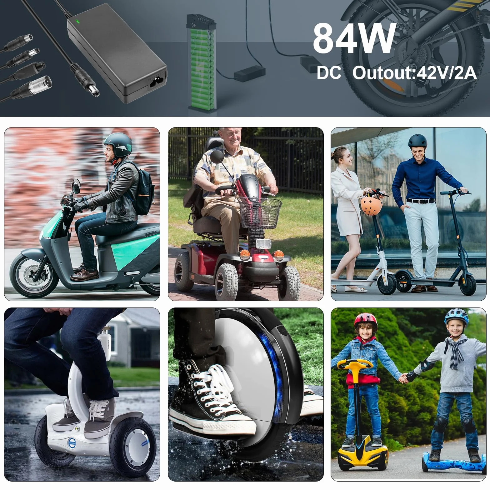 Caricabatterie bici elettrica 42V 2A 36V Li-ion Universale per Xiaomi Ninebot Scooter