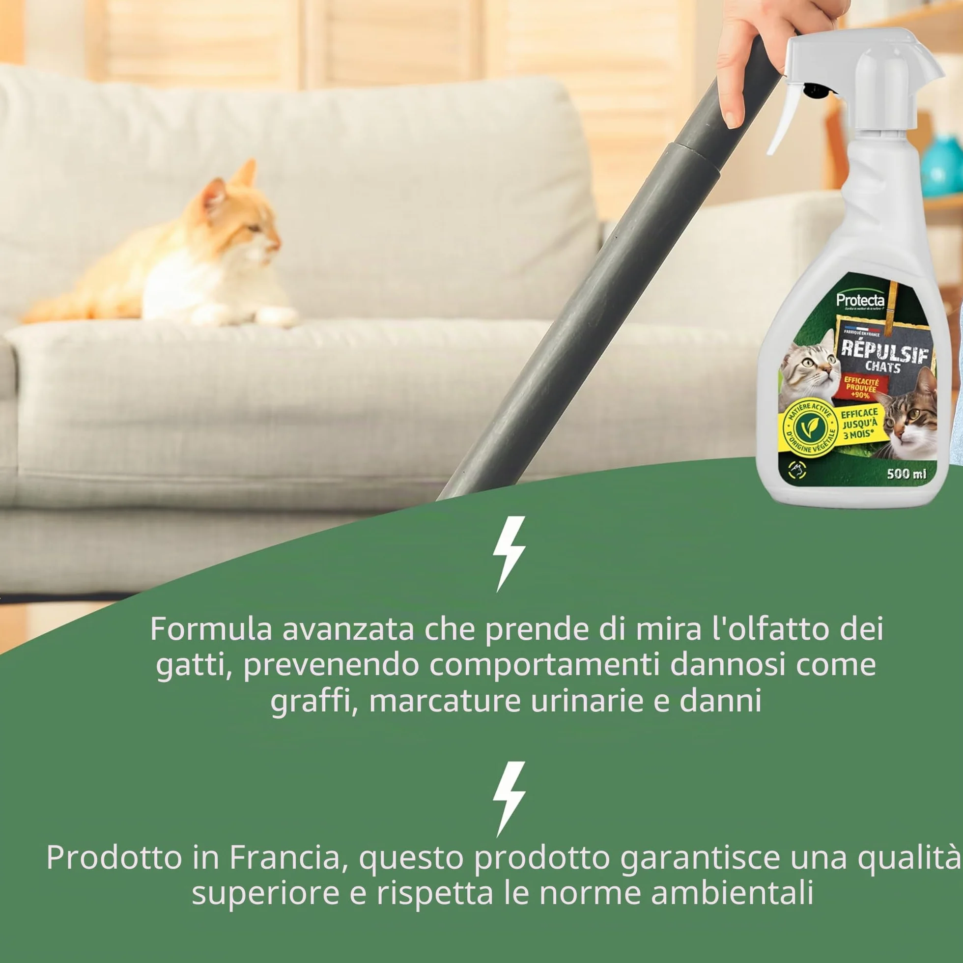 Repellente per gatti interni ed esterni, spray anti-graffio e marcatura urinaria, 500 ml, protezione efficace per mobili e giardini