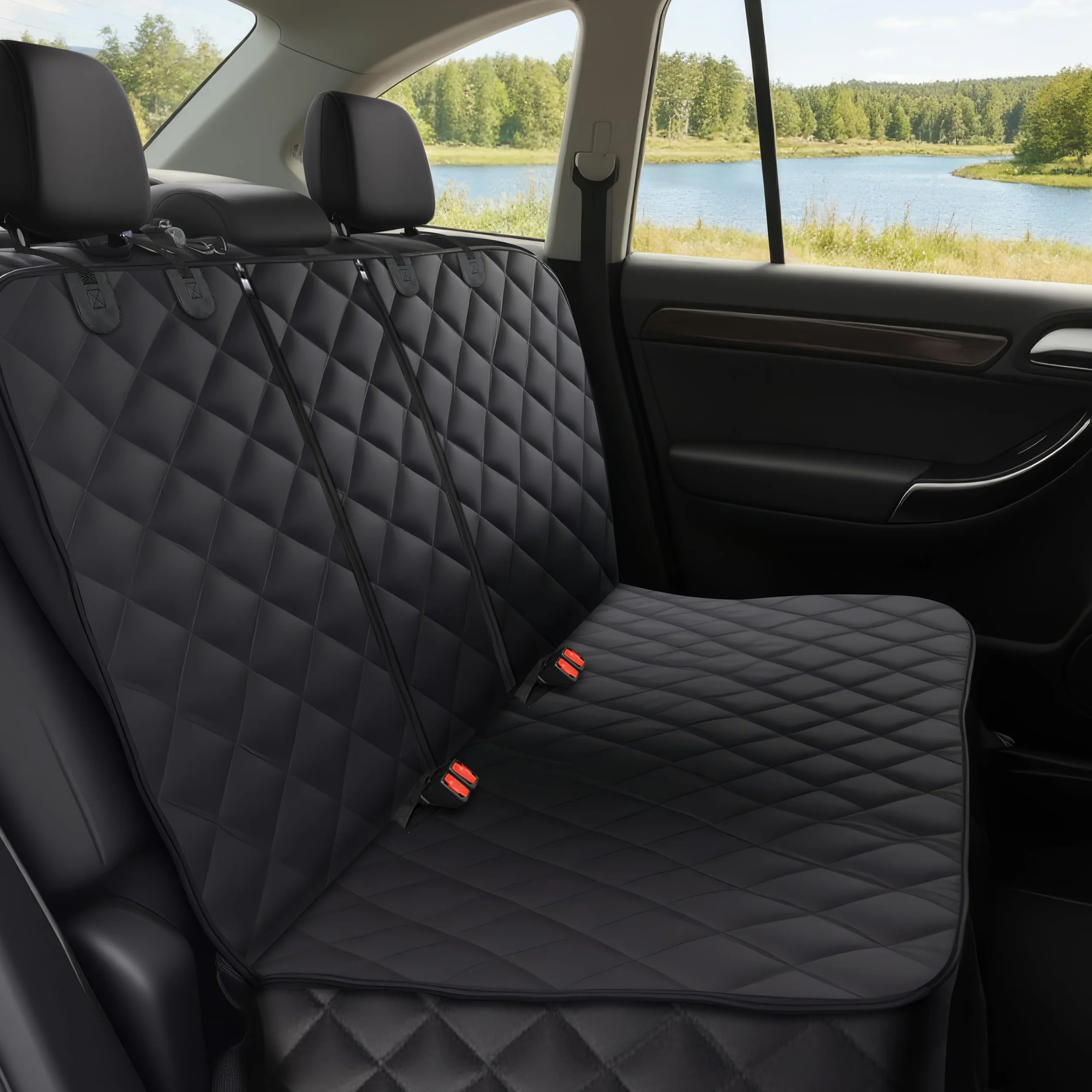 Alfheim Coprisedili Auto per Cani, Impermeabili e Antiscivolo Resistenti ai Graffi Protezione per Sedile Posteriore Lavabile, Universale per Auto Camion SUV (Nero)