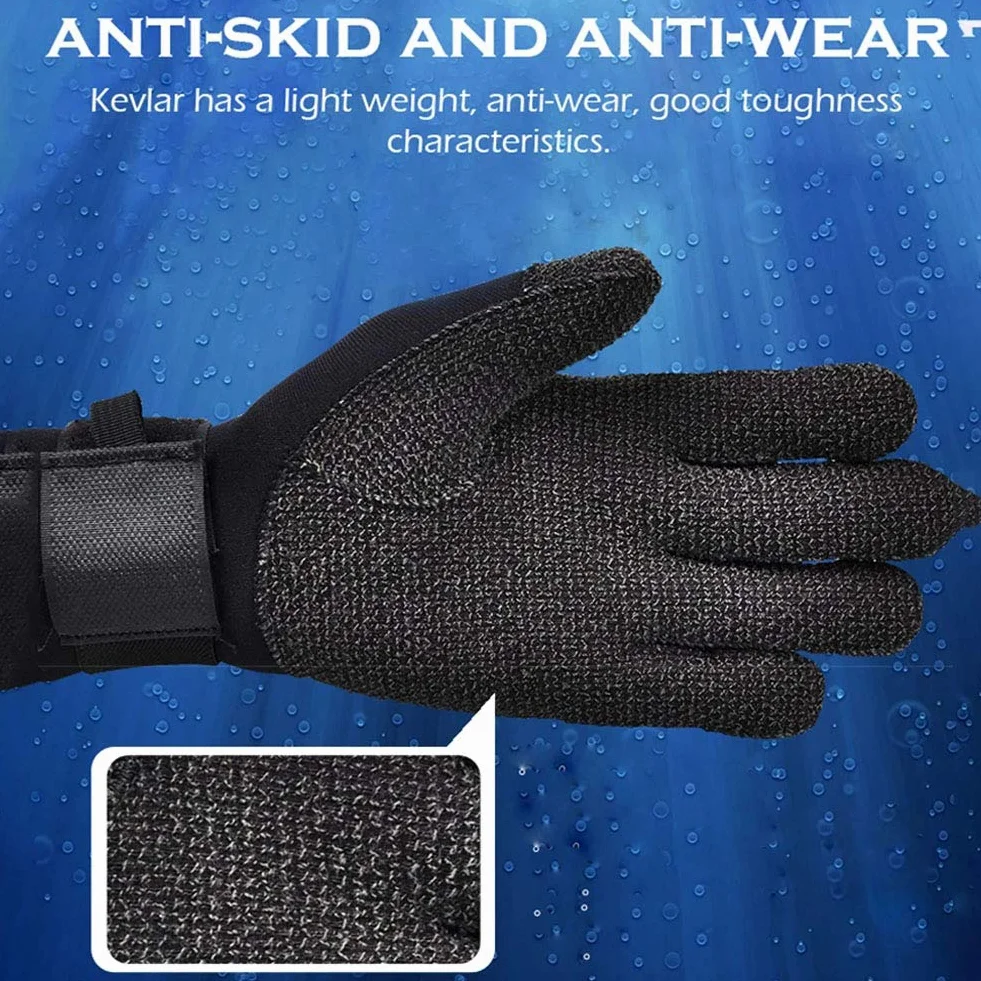 Guanti per muta subacquea da 3 mm, per caccia subacquea, antiscivolo, attrezzatura per pesca subacquea, guanti regolabili in neoprene per immersioni, L