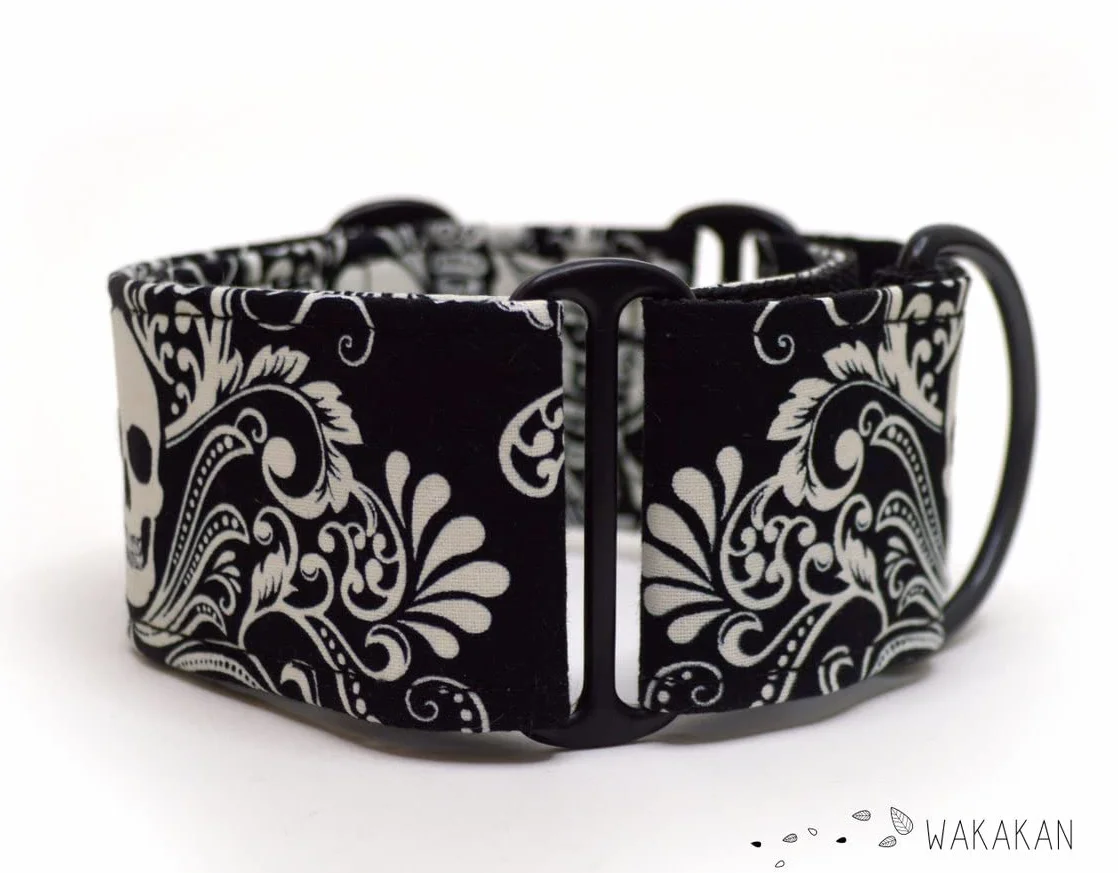 Wakakán Collare per cani martingale Victorian Skull Glow In The Dark