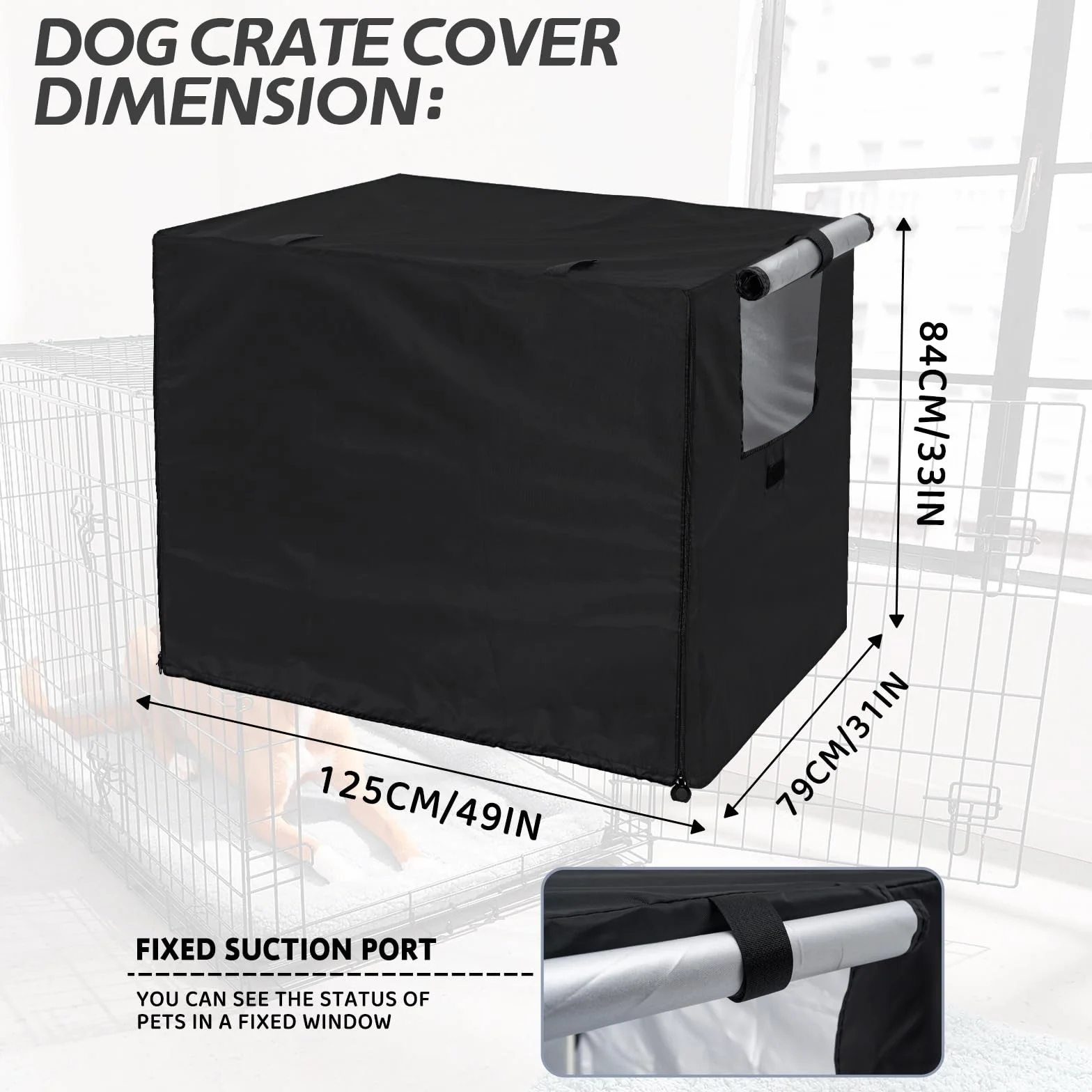 OUUTMEE Copertura per box per cani in poliestere 210D impermeabile 125x79x84 cm nero