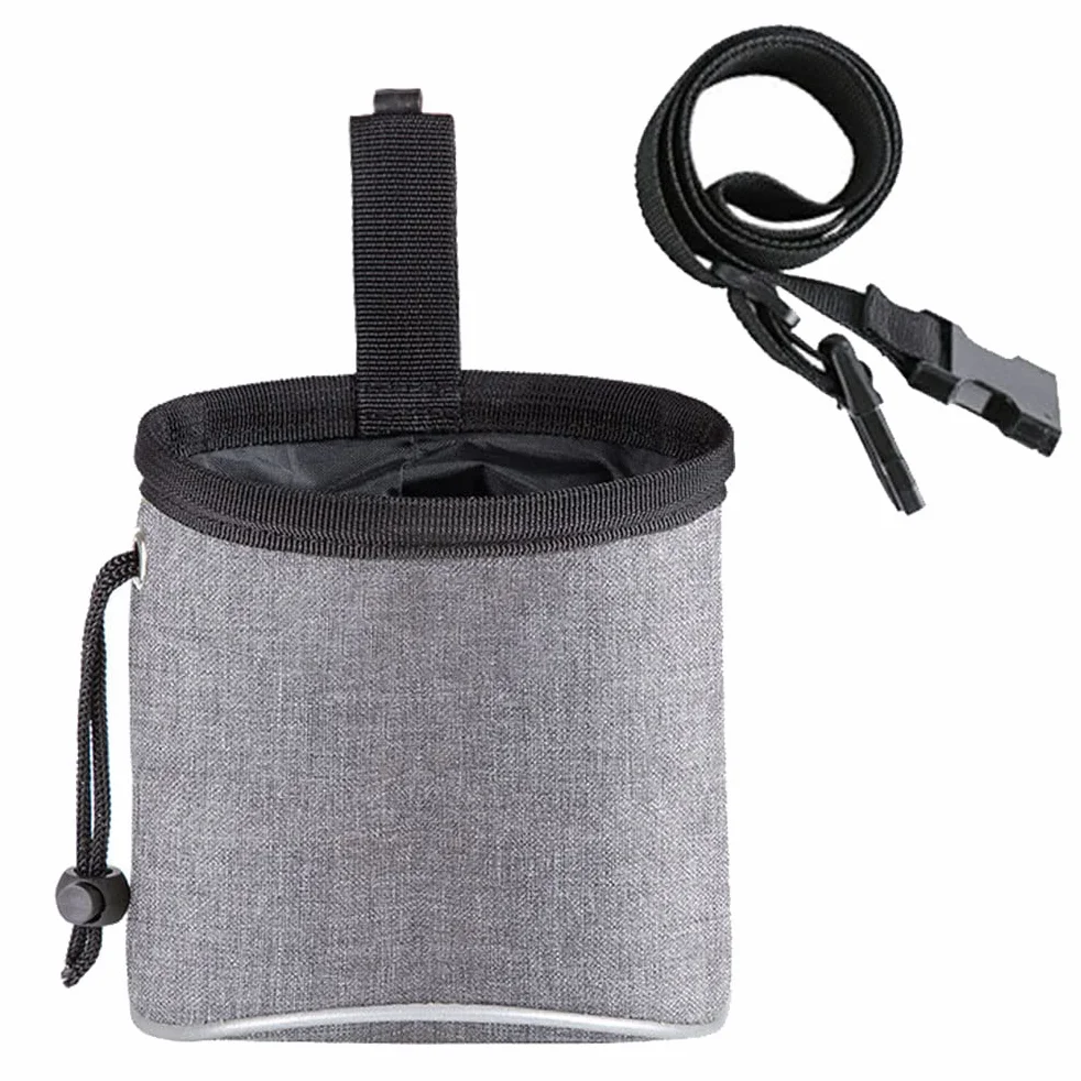Borsa per addestramento per cani, borsa premi, borsa per cani con dispenser di sacchetti di cacca e cintura regolabile, colore: grigio