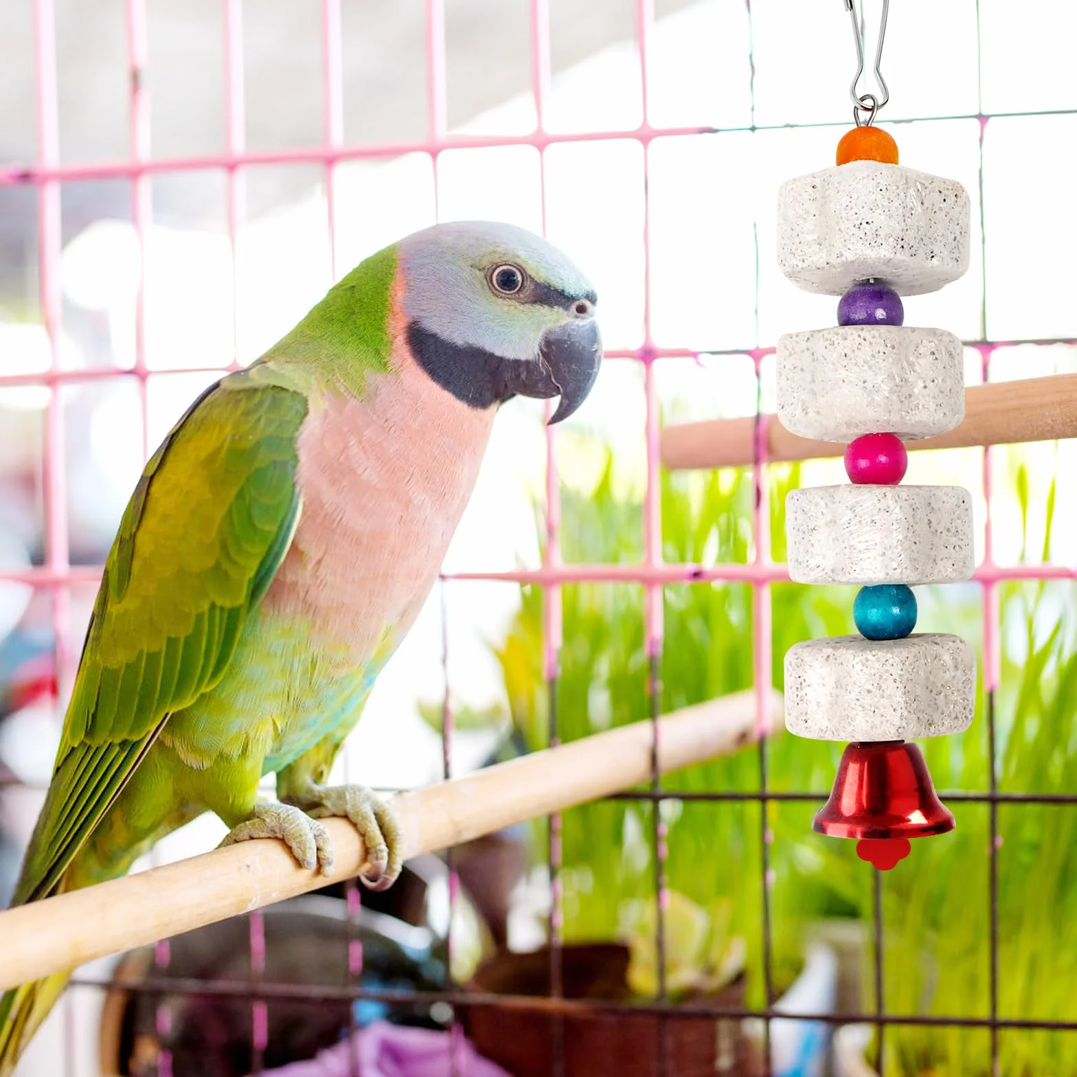 Giocattolo Da Masticare per Uccelli in Pietra Minerale 2 Pezzi, Giochi per Pappagalli, Accessori per Gabbie