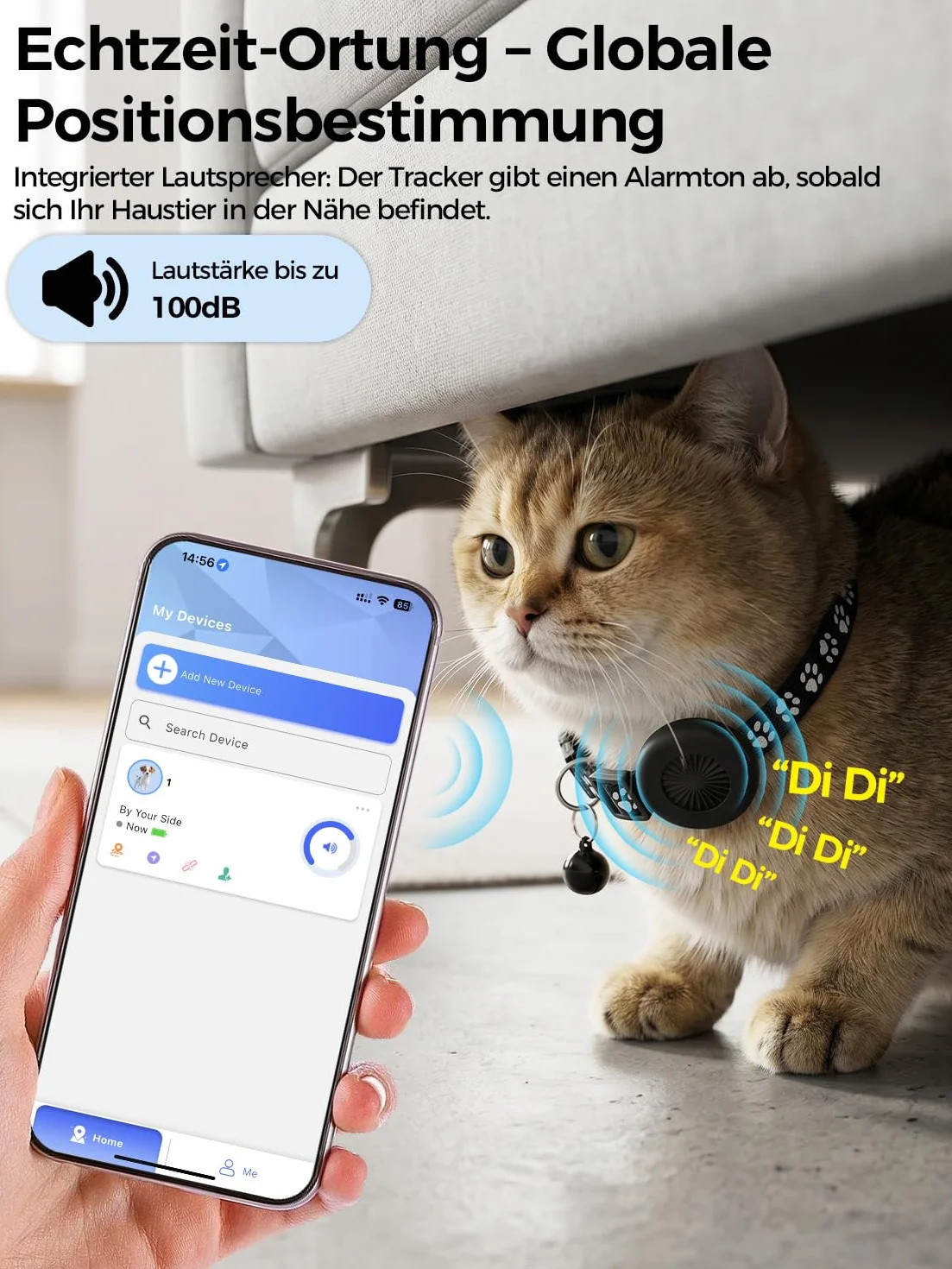 Collare GPS Gatto, GPS per Cani, Localizzatori GPS per Cani e Gatto Compatibile con iOS e Android, Tracciamento in Tempo Reale, Riproduzione Percorso 7 Giorni, Impermeabile IP67, Nessun Abbonamento