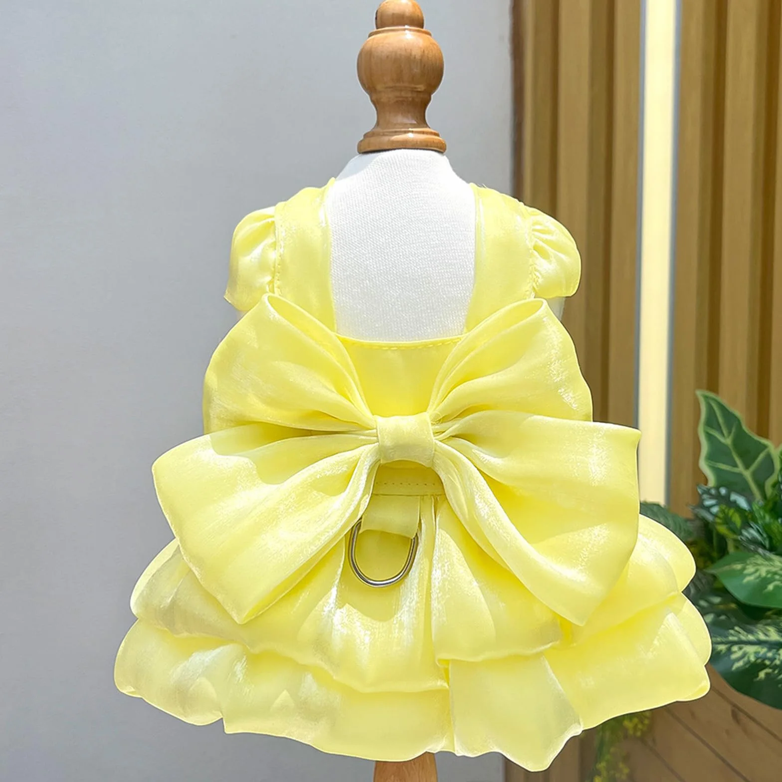 Vestito da principessa per cani piccola taglia gatto fiocco anello D vestito sposa cuccioli gonna tutù costume estivo giallo S