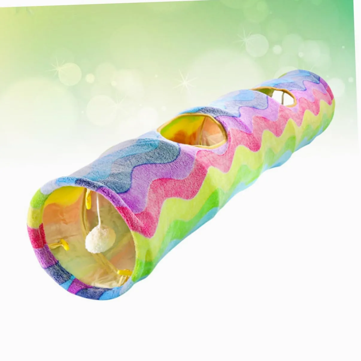 Tunnel per Gatti Pieghevole, Gioco Interattivo a Tubo | Carta Sonora, Stile Arcobaleno, per Gattini e Gatti, Design Creativo per Sessioni di Gioco