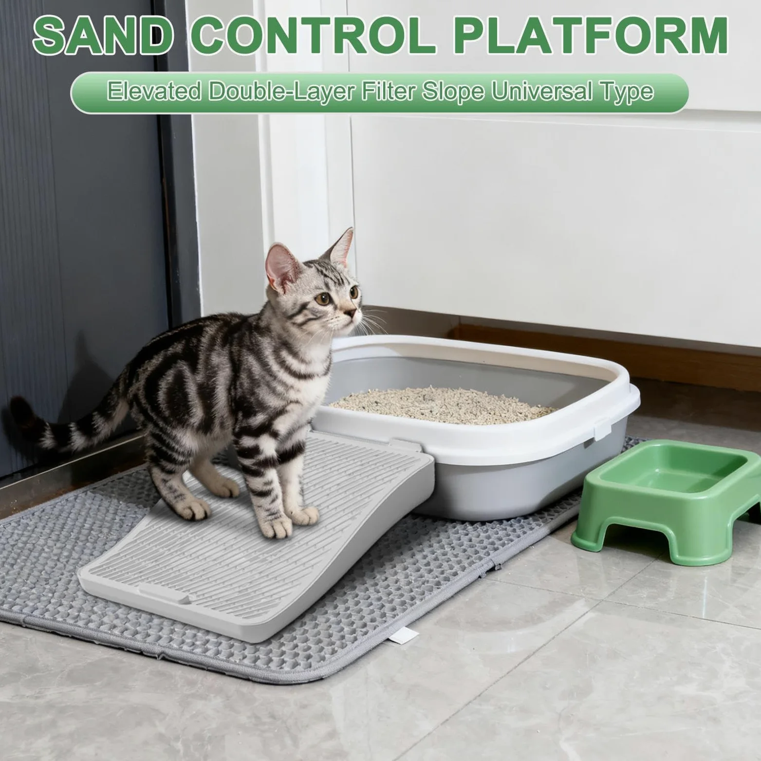 Rampa per lettiera per gatti, gradino regolabile in altezza, funzione di | cattura con design compatto, accessorio professionale per animali domestici per balcone, terrazza, attrezzatura moderna con