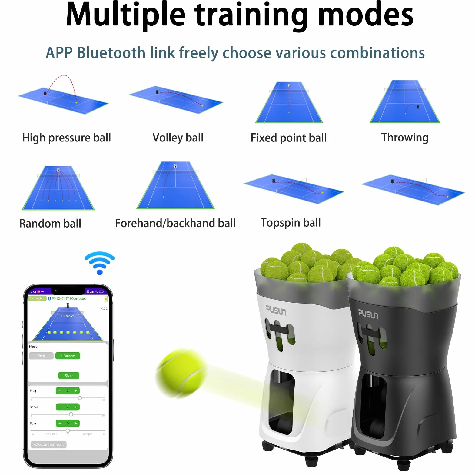 PT Mini PRO Macchina per palline da tennis compatta leggera per principianti auto-allenamento