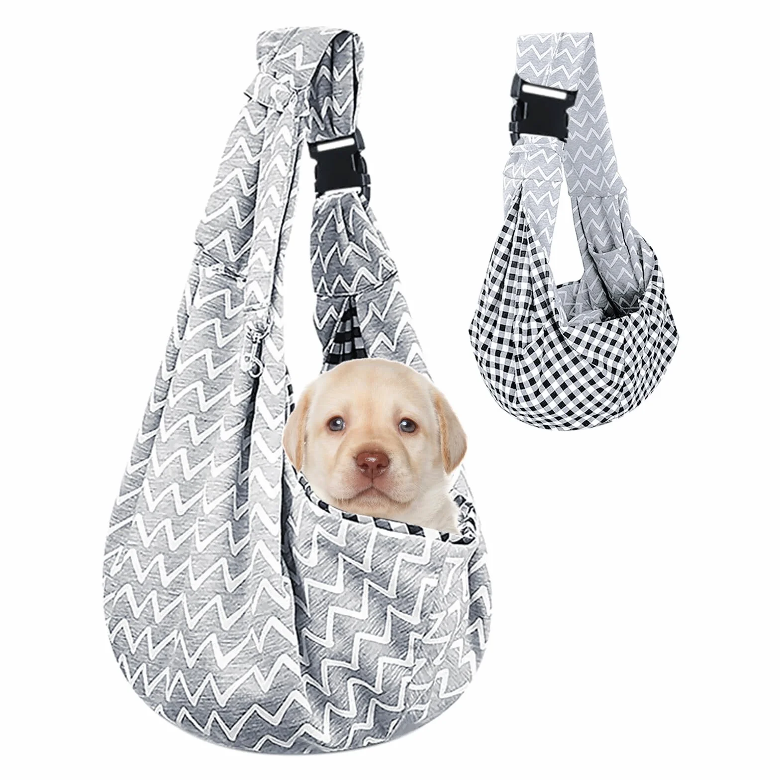 Marsupio cane taglia piccola, Pieghevole, Regolabile ad alta capacità, Monospalla, Borsa a tracolla, Portatile per uso esterno per cani e gatti di piccola taglia (Grigio ondulato)