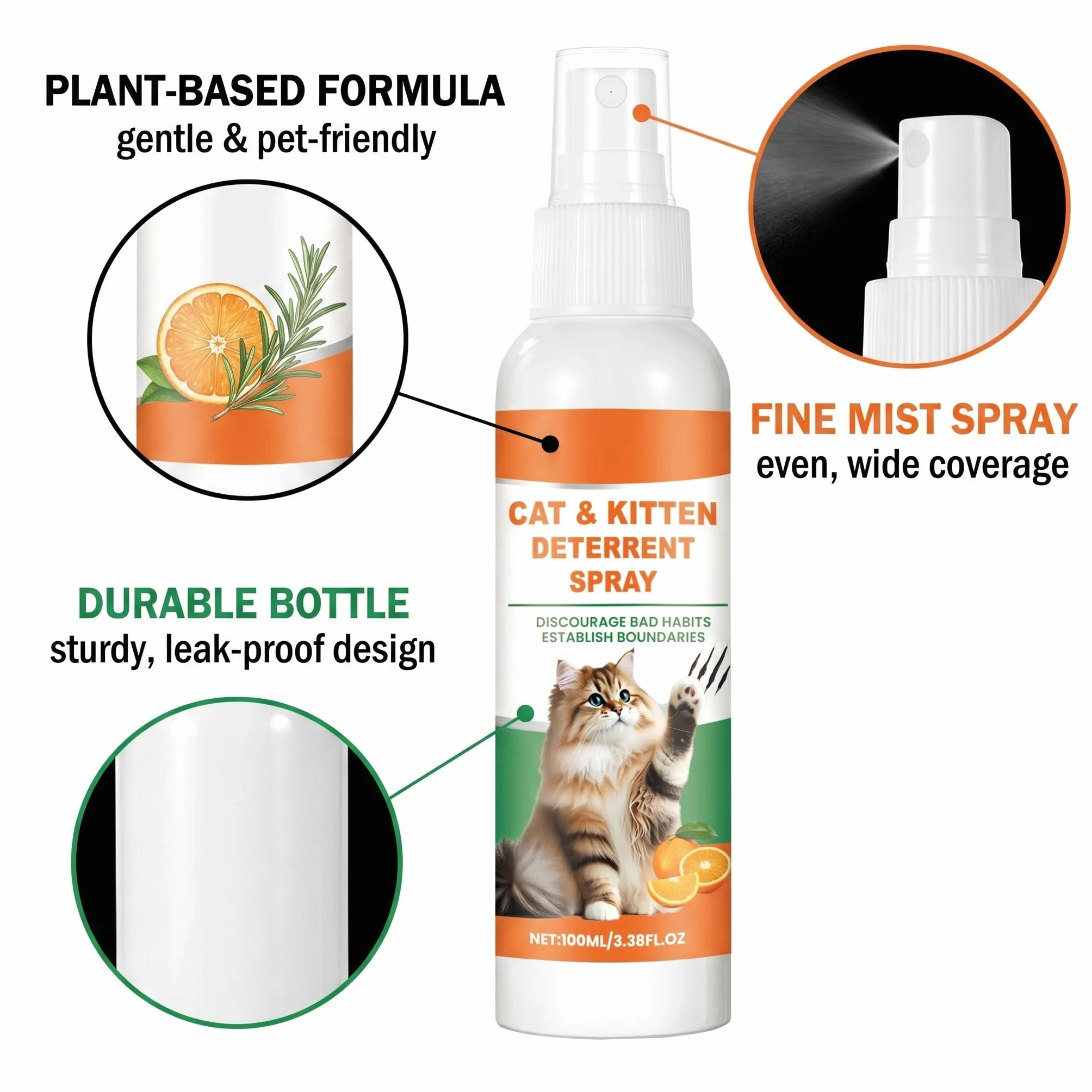 Spray Repellente per Gatti Naturale Anti Graffio Deterrente per interni ed esterni sicuro ed efficace protegge mobili divani tappeti e aree riservate