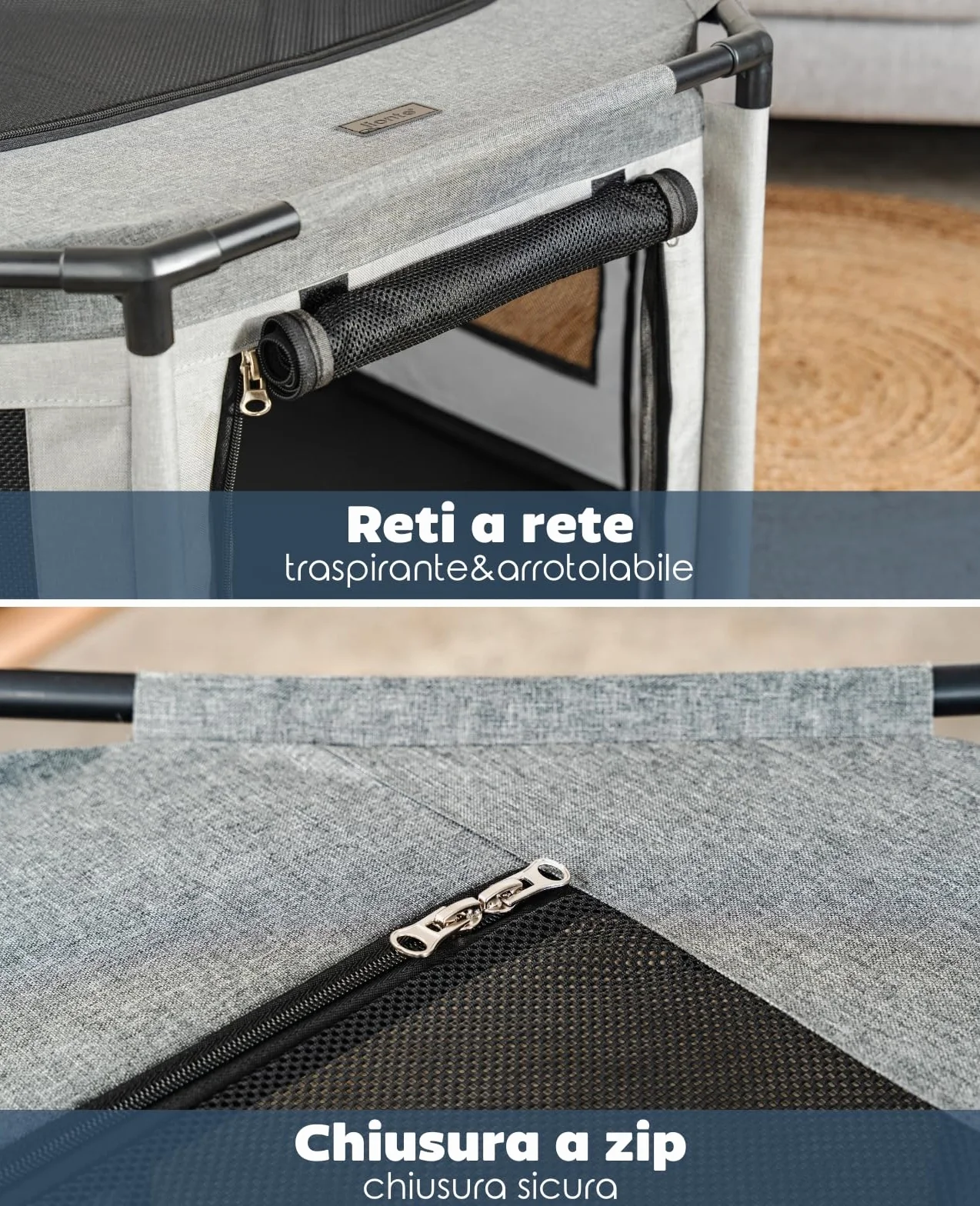 Lionto Recinto per cani in tessuto Oxford 72x72x43 cm grigio