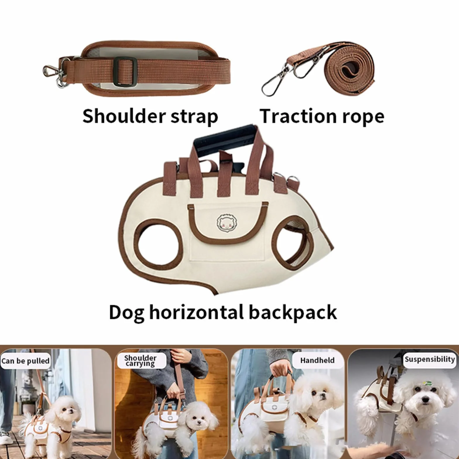 Zaino Porta Cani - Zaino Trasportino per Gatto con Sacchetto per Snack,Borsa Portatile Regolabile per Uscite all'Aperto Camminate Viaggi Escursioni Auto Bici Casa Quotidiana