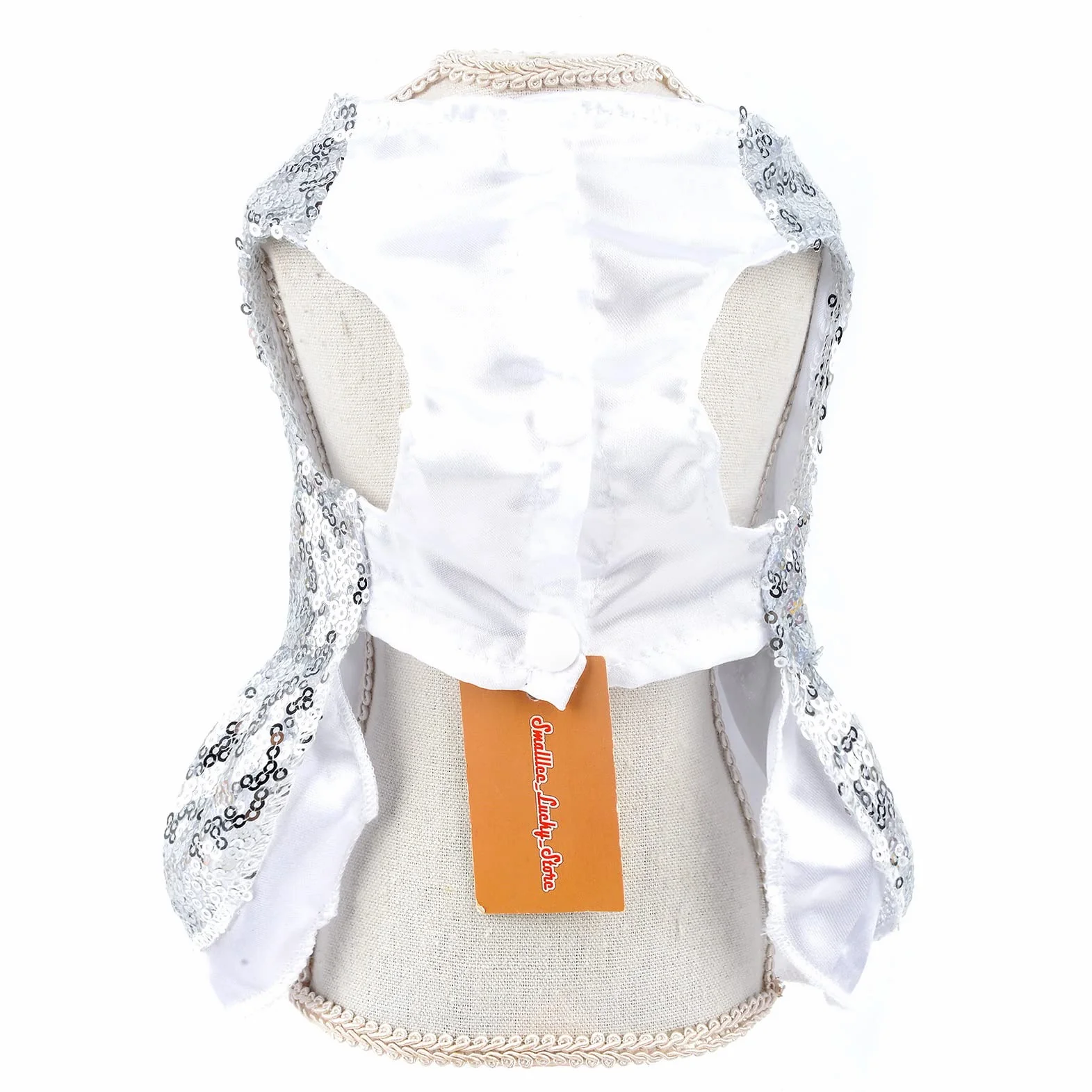 Abito con paillettes metallizzate per cani piccola taglia e gatti argento XS