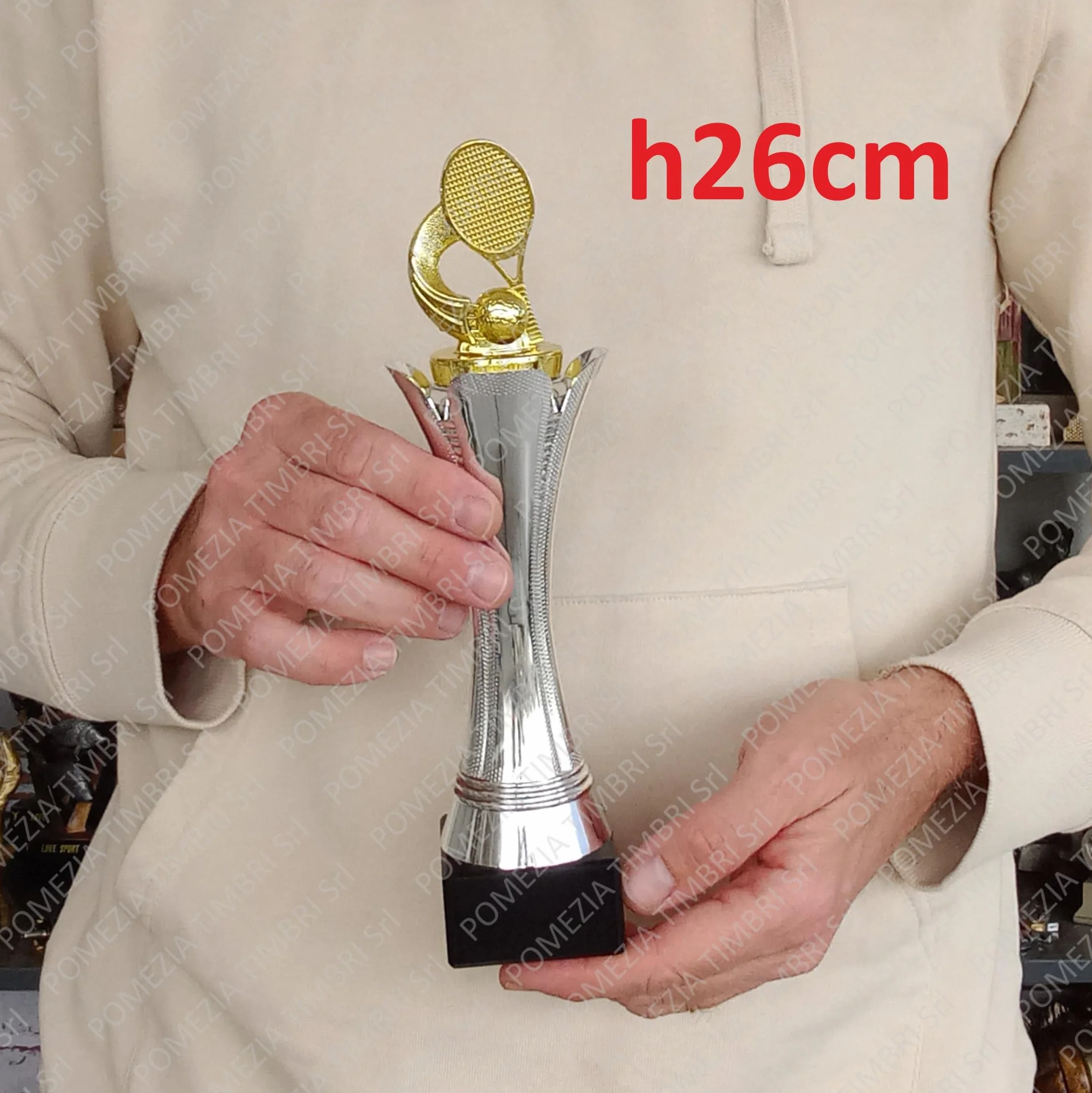 Generico Trofeo Tennis – Coppa con Racchetta e Pallina da Tennis • Premio Sportivo • Idea Regalo Evento e Torneo