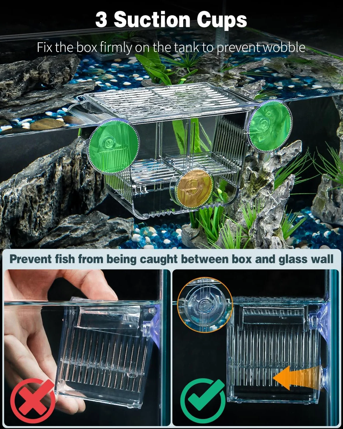 Pawfly Scatola di allevamento di pesci per acquario incubatrice per bambini con 6 ventose acrilica Gamberetti Betta piccola
