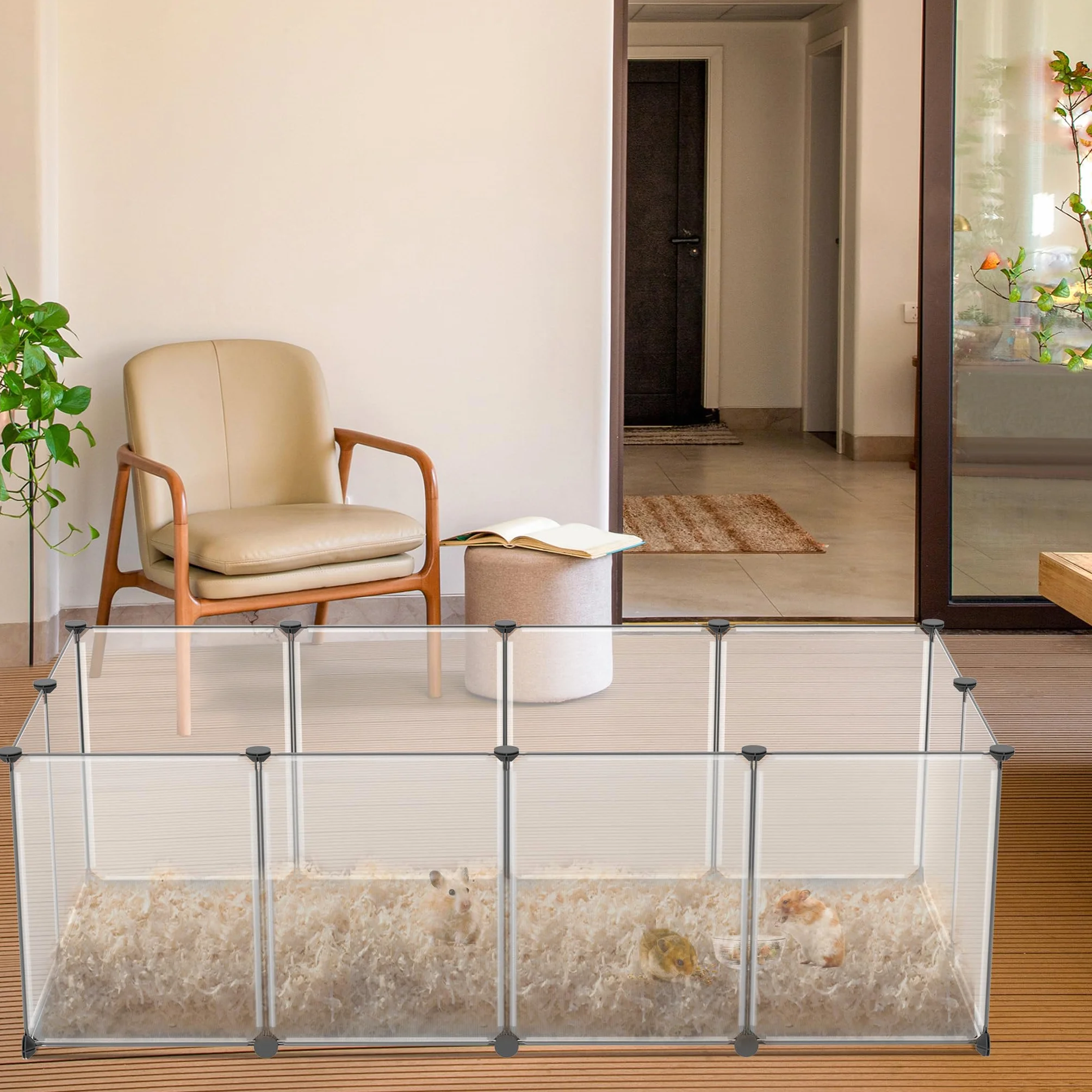 UISEBRT Recinzione libera con base e tappetino impermeabile confortevole, set da 12 pezzi, box modulare, 143 x 73 x 46 cm, per piccoli animali e cuccioli, box per cani, gabbia per conigli, recinto per