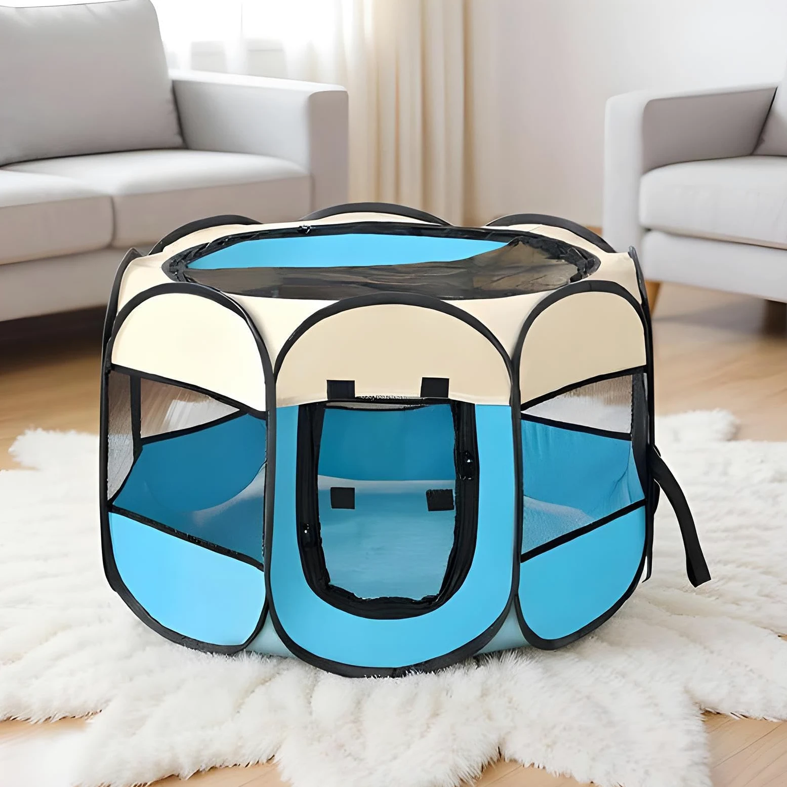 Tenda Cani Domestici Gabbia Recinto per Animali con Lato in Rete Mesh | Tenda Per Gatti Da Interno per Cuccioli, e Piccoli Animali, Casa da per Esterno e Viaggio