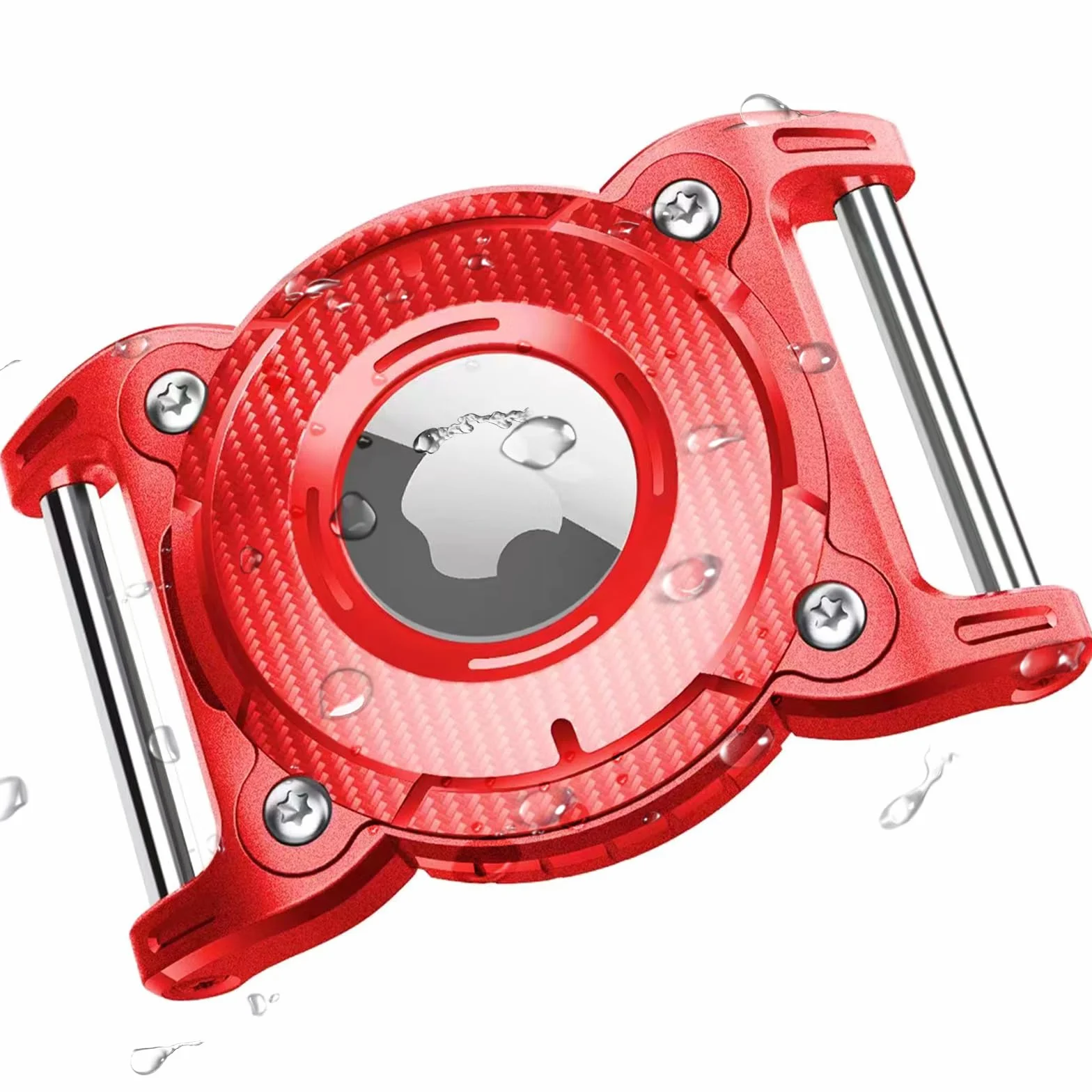 ONEONTA per Airtag Cane | Porta Airtag Cane - Collare Airtag Canes - Porta Airtag per Collare Airtag con Passante Metallo Rimovibile, TPU Robusto, Leggero, Adatta Collare 3cm Larghezza, Rosso