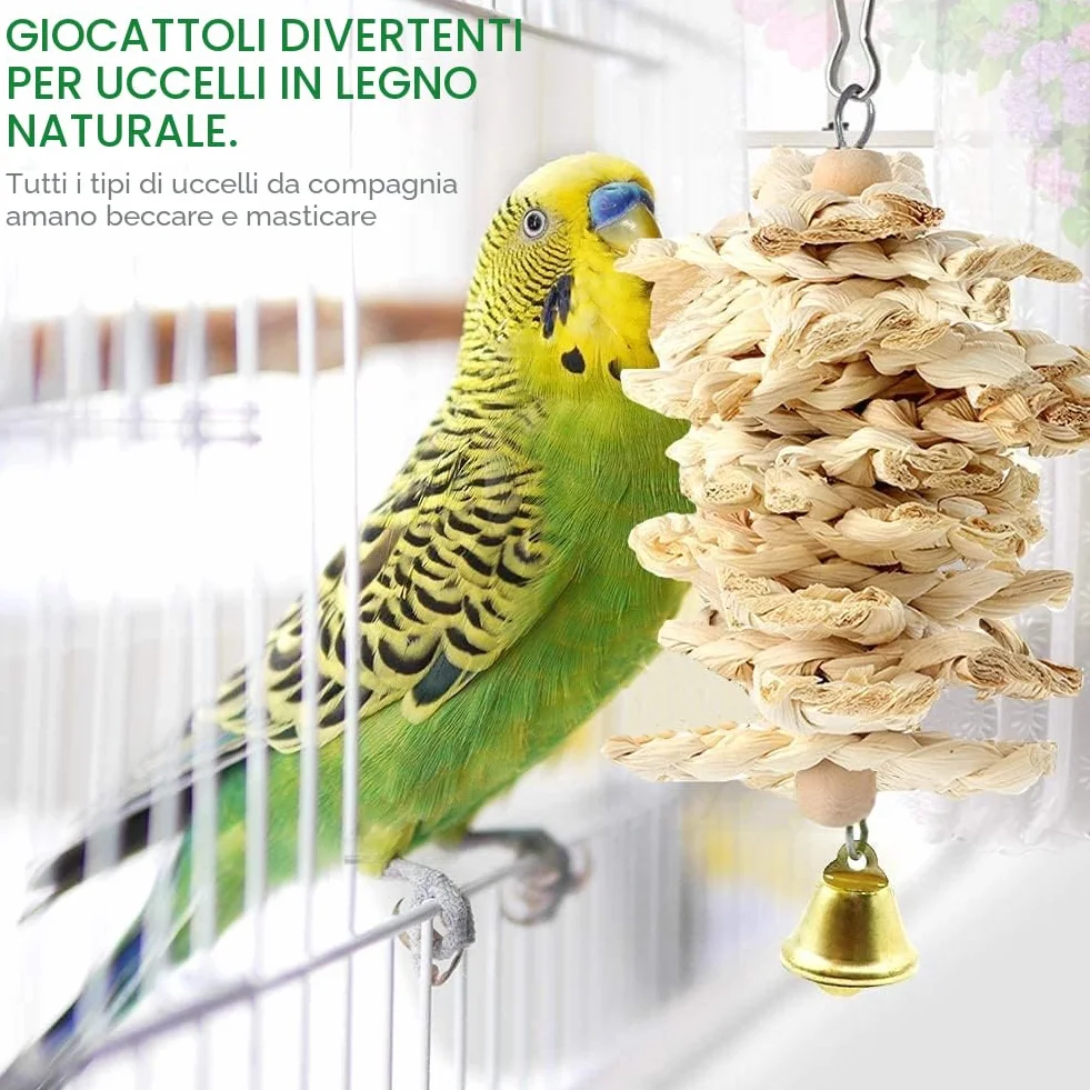Giocattoli per pappagalli 18 pezzi accessori per gabbia per uccelli giocattolo per scaletta da masticare