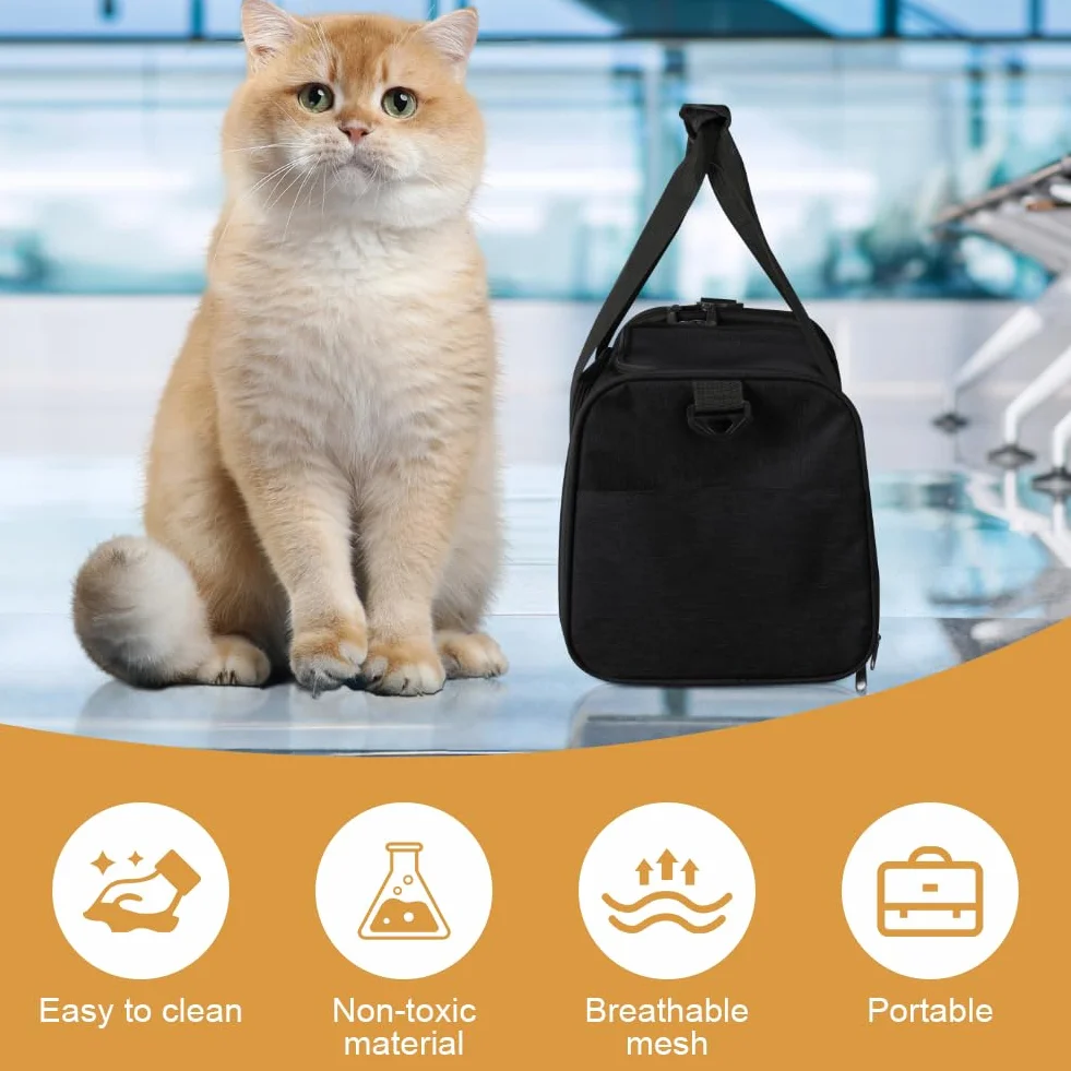 Borsa trasportino per cani pieghevole,40*25*25cm Trasportino per Cani Gatti Borsa da Trasporto Cane con Materasso,Traspirante,Tappetino Lavabile Rimovibile per gatti e animali fino a 4.54kg,Nero
