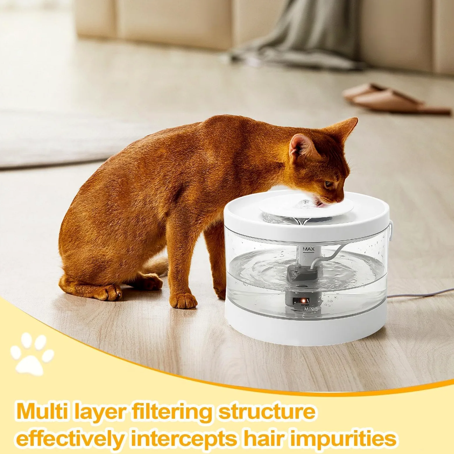 Distributore D'Acqua Per Animali Dispenser Intelligente Silenzioso Grande | Fontana Elettrica Per Adatto Ad Animali Domestici Gatti Cuccioli Casa Soggiorno Pavimento Angolo