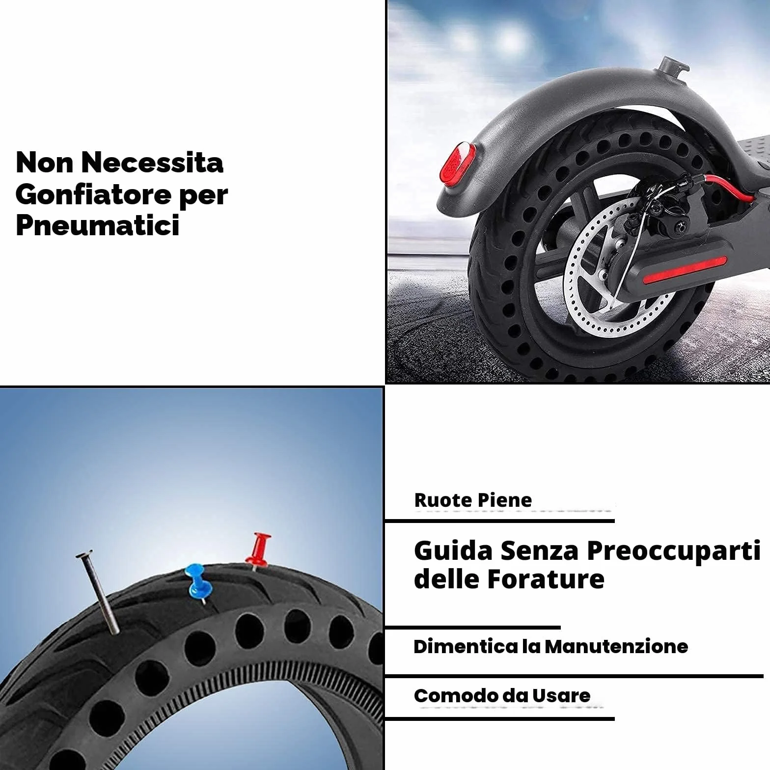 Pneumatico Monopattino Elettrico Antiforatura 8 1/2 Xiaomi M365 Mi PRO 2 1S Cecotec 8,5 Pollici