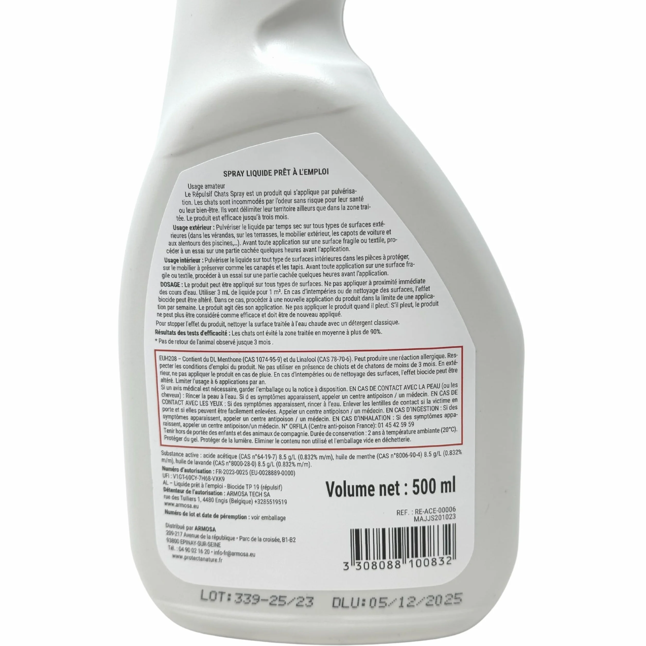 Repellente per gatti interni ed esterni, spray anti-graffio e marcatura urinaria, 500 ml, protezione efficace per mobili e giardini