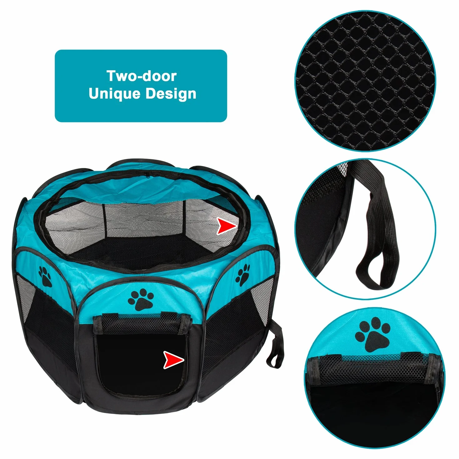 Recinto per Cani da Interno, Pieghevole e Portatile Kennel Cane,Gabbia per Cani,Usare all'Interno e all'Esterno,con Borsa di Trasporto,(Blu,S)