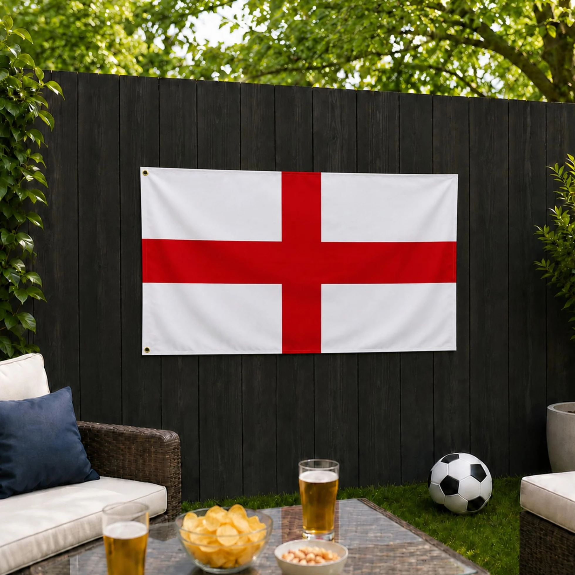SHATCHI Grande bandiera dell'Inghilterra con croce di San Giorgio rossa bianca bandiera nazionale inglese in poliestere occhielli in ottone per tifosi di calcio mondiali di rugby